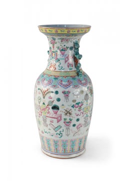 Chinese Bogu Pattern Tiger-Handled Porcelain Vase