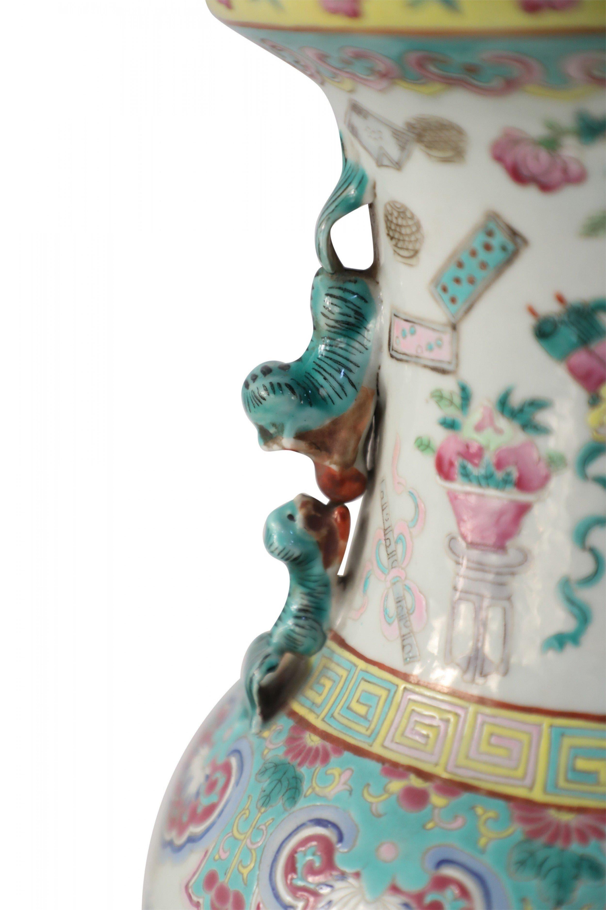 Chinese Export Chinese Bogu Pattern Tiger-Handled Porcelain Vase For Sale