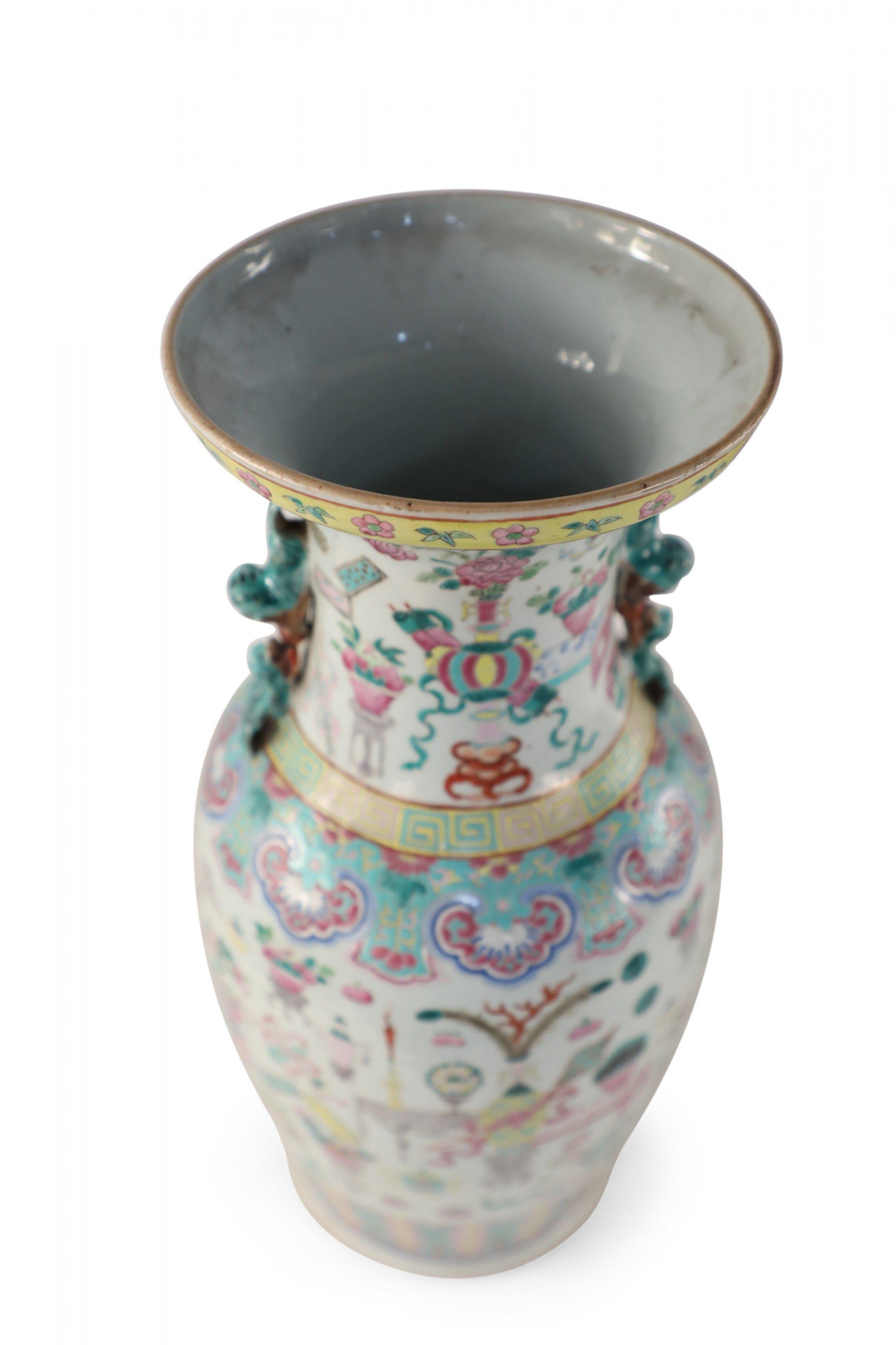 Chinese Bogu Pattern Tiger-Handled Porcelain Vase For Sale 3