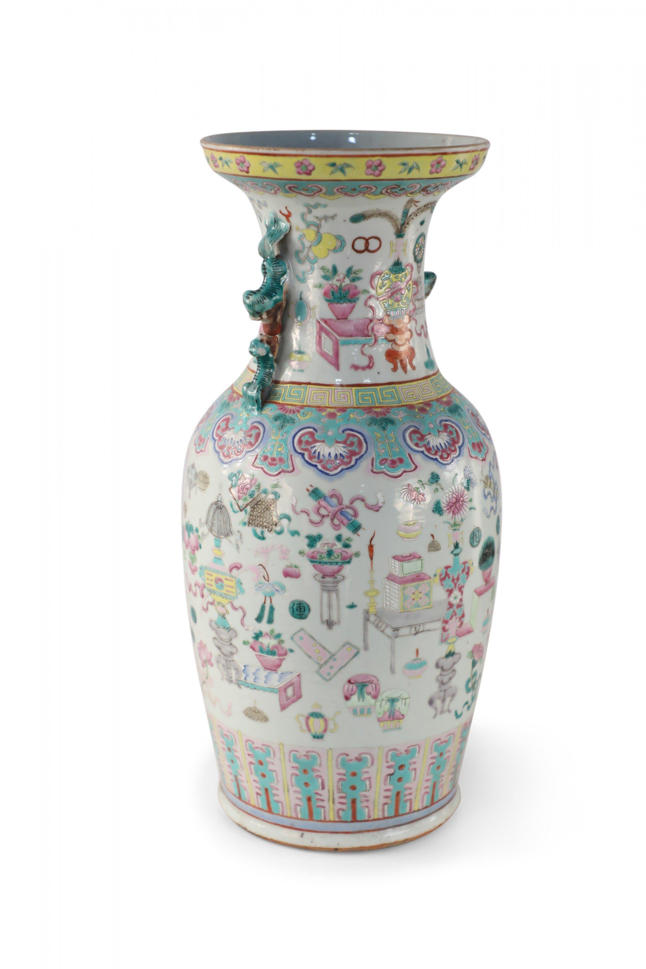 Chinese Bogu Pattern Tiger-Handled Porcelain Vase For Sale 4