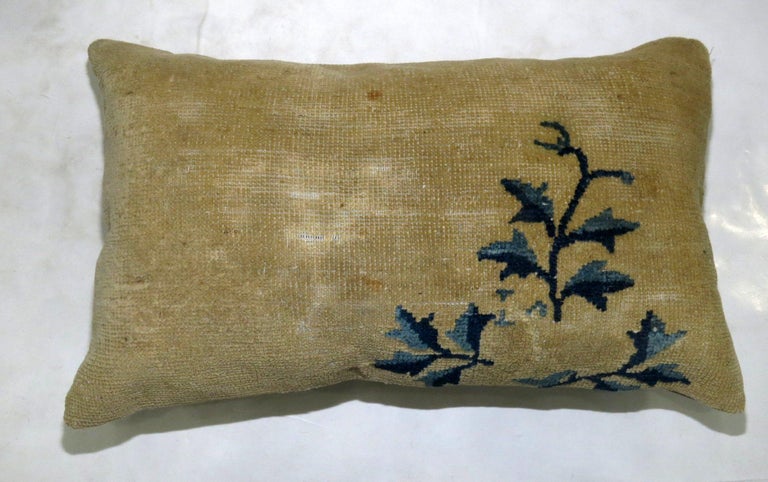 Chinoiserie Chinese Bolster Rug Pillow For Sale