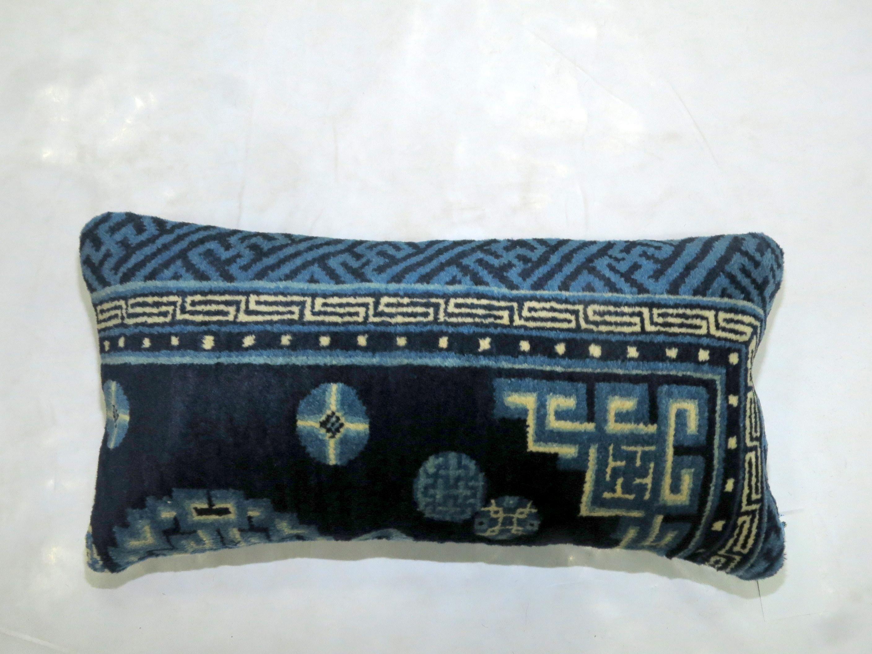 Chinese Bolster Rug Pillow In Excellent Condition In New York, NY