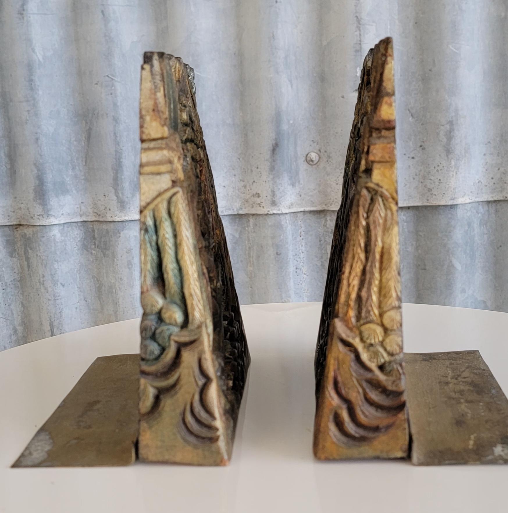 20th Century Chinese Bookends Hand Carved Figural For Sale