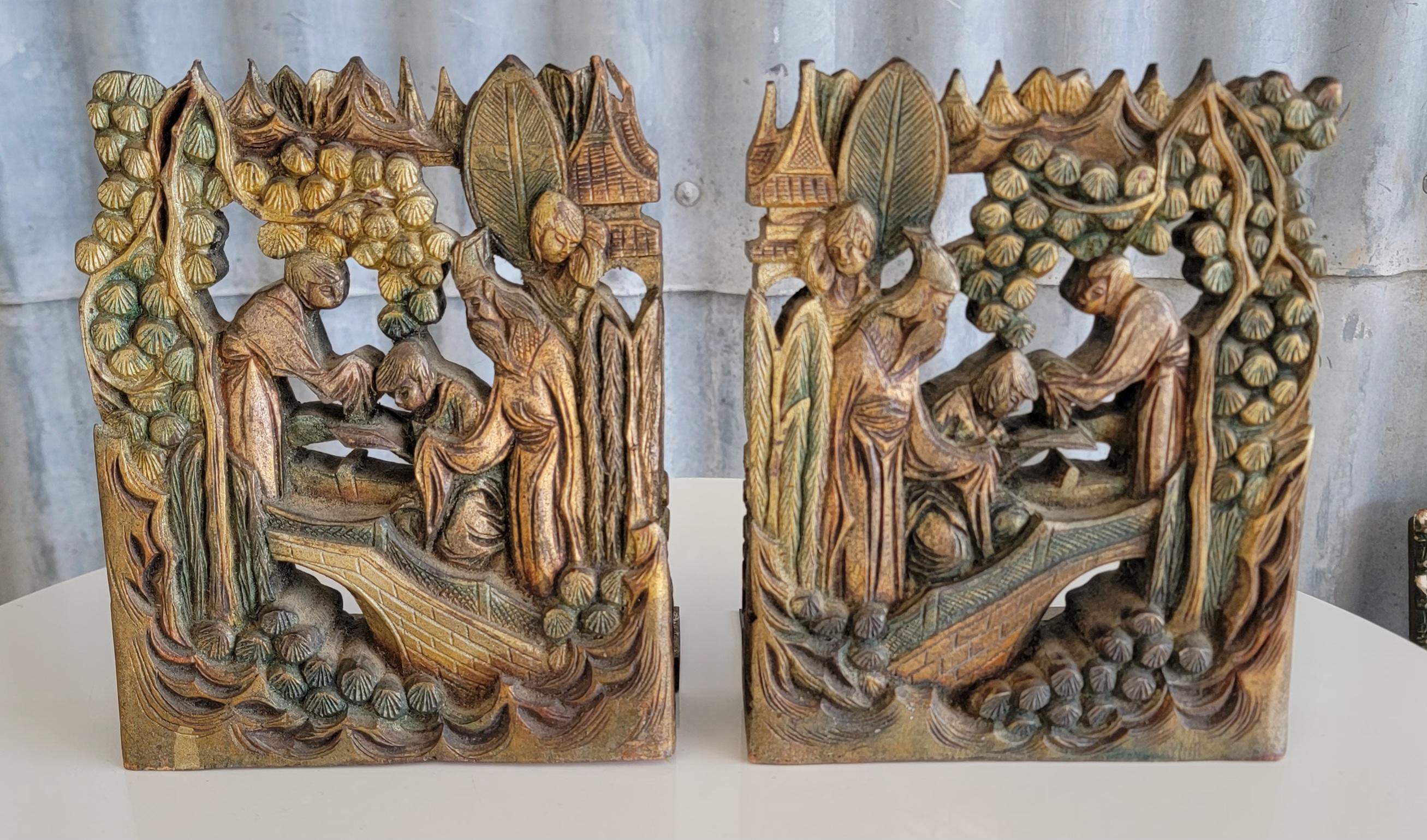 Chinese Bookends Hand Carved Figural For Sale 4