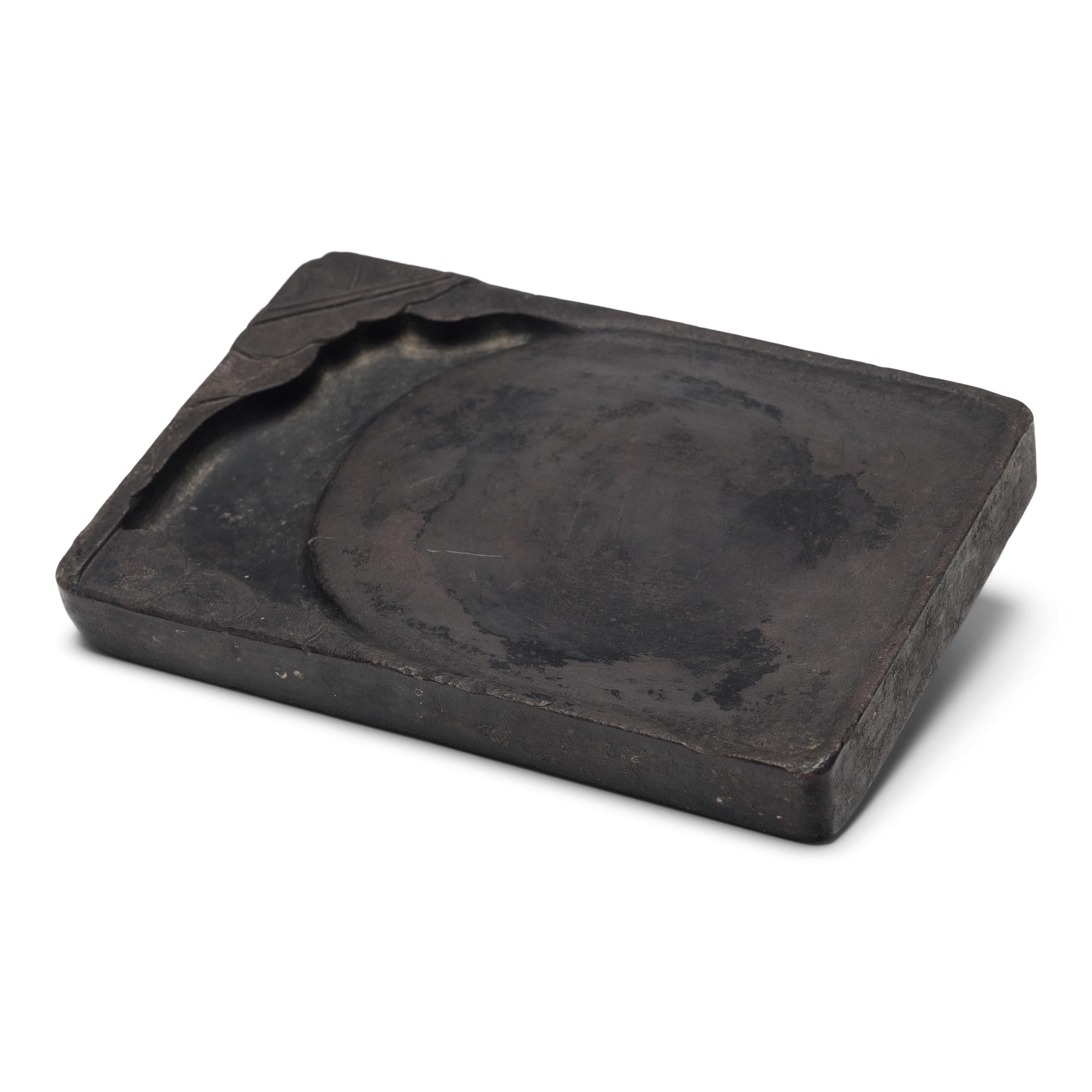 Hand-Carved Chinese Botanical Duan Inkstone, c. 1900