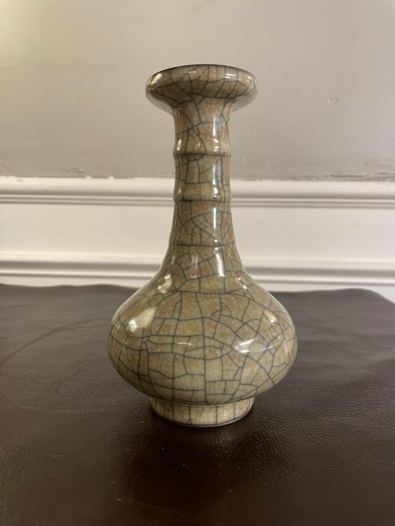 20th Century Chinese Bottle Form Crackle Glazed Vase