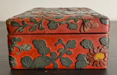 Chinese Box Cinnabar Lacquered Red and Black, 19th Century