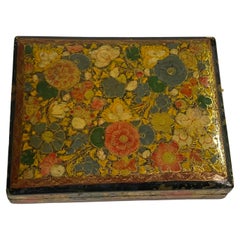 Chinese Box, with Flower Pattern Decor, Lacquered 19th Century