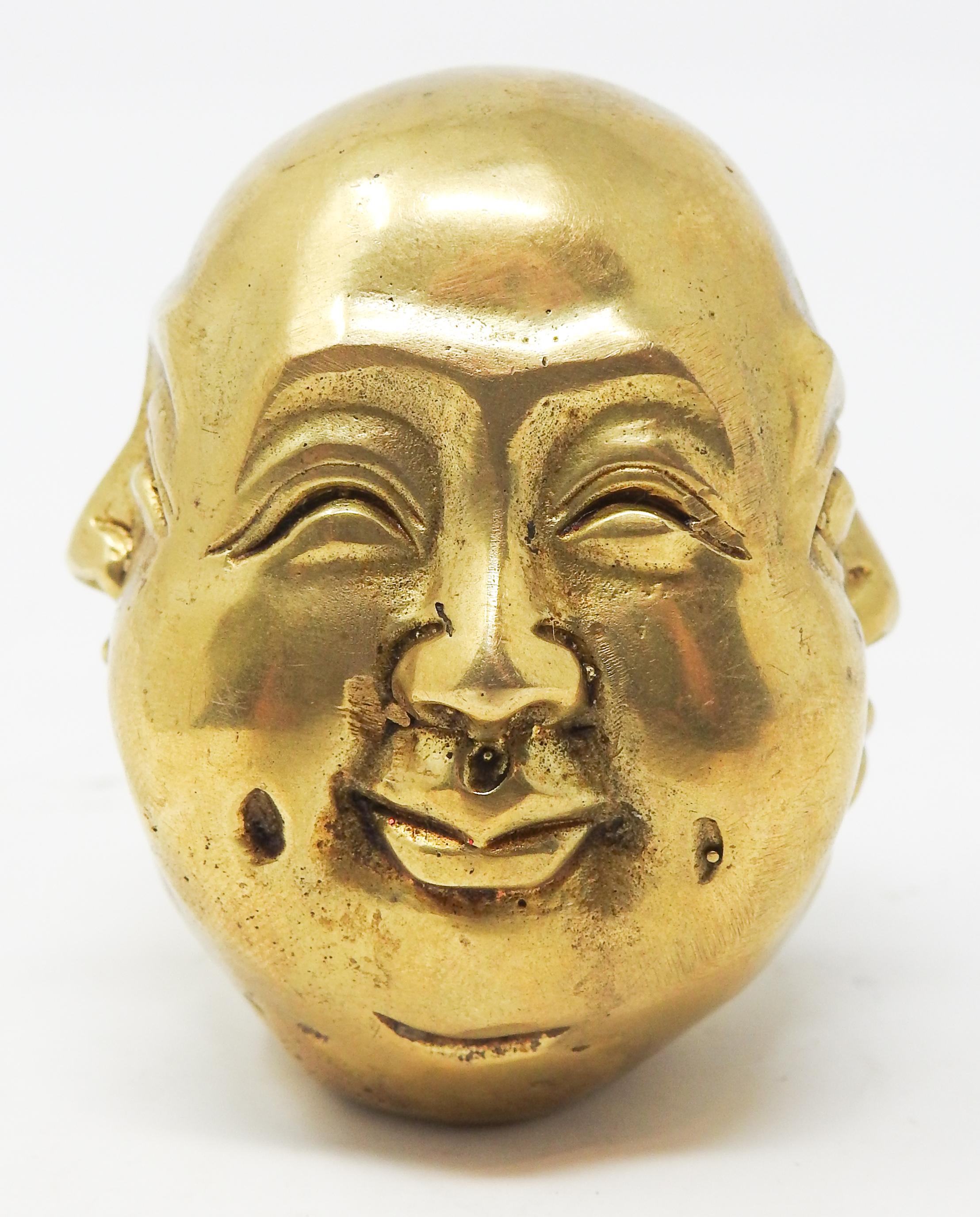 Metalwork Chinese Brass Buddha Head Chop Seal For Sale