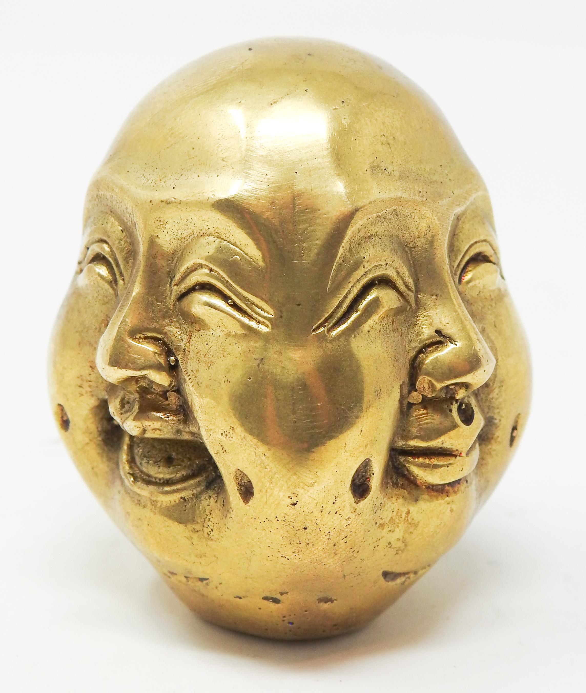 Chinese Brass Buddha Head Chop Seal In Fair Condition For Sale In Cookeville, TN