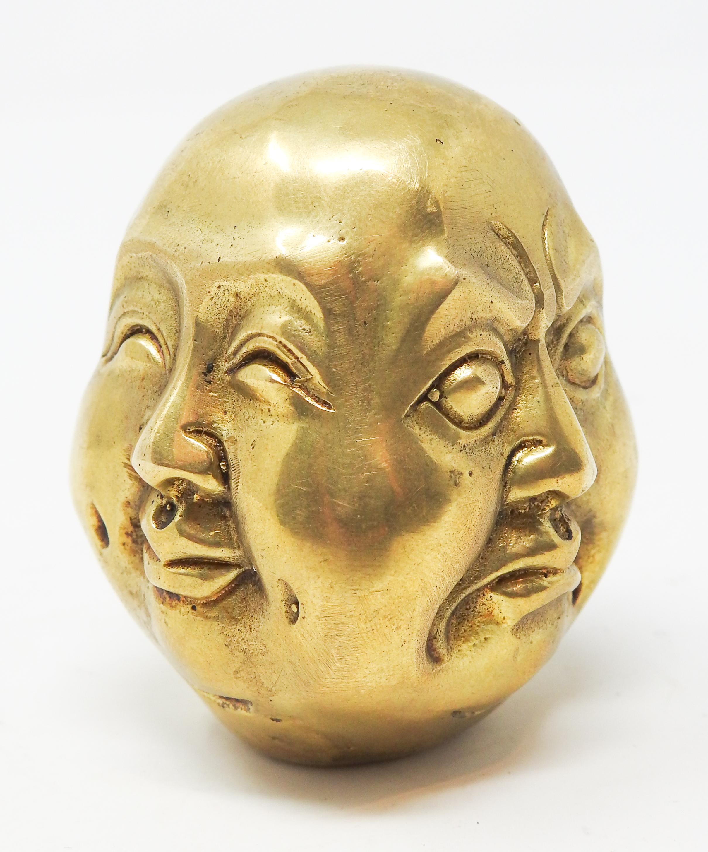 20th Century Chinese Brass Buddha Head Chop Seal For Sale