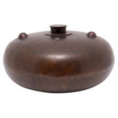 Chinese Brass Hot Water Bottle with Floral Relief Pattern