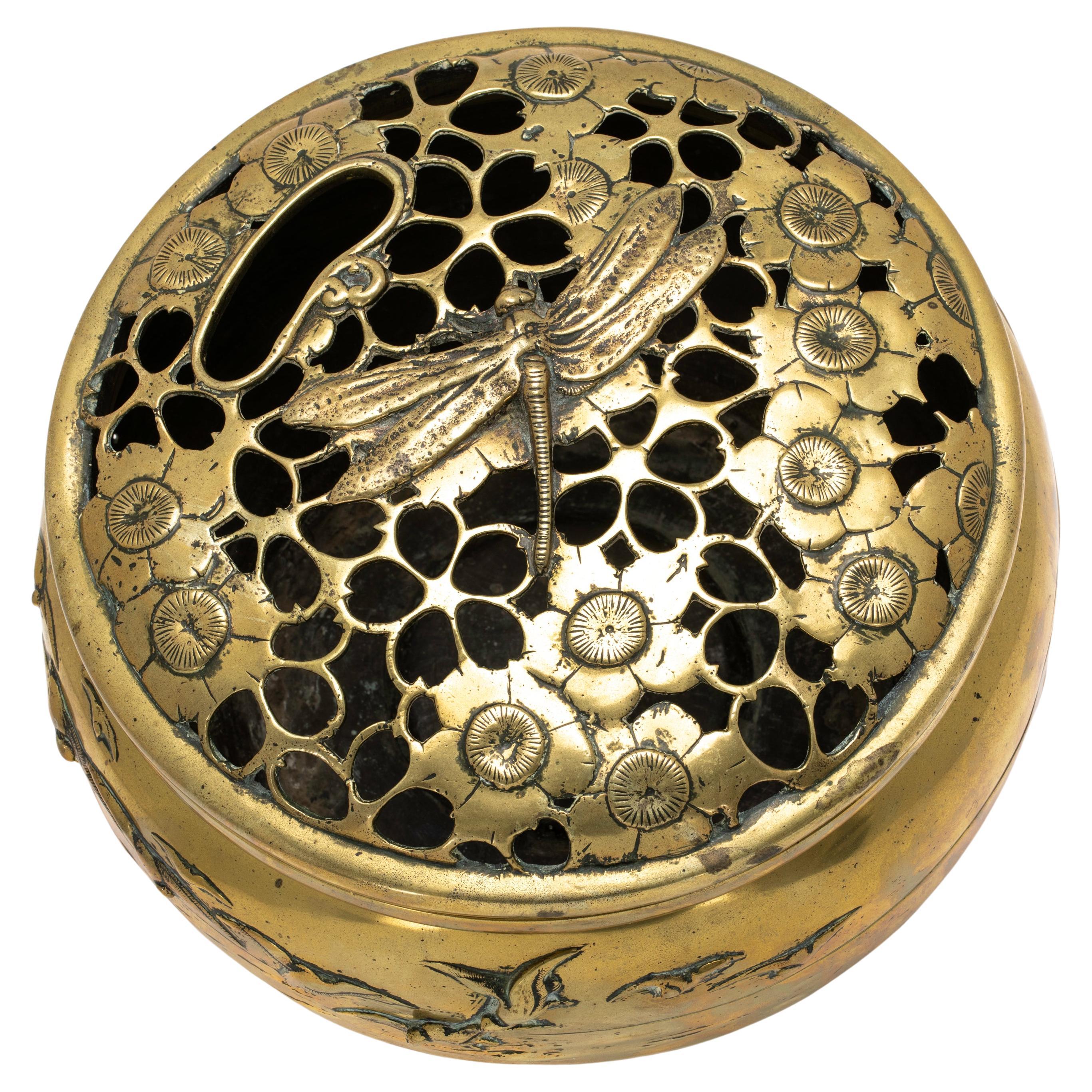 Japanese Brass Incense Brazier For Sale