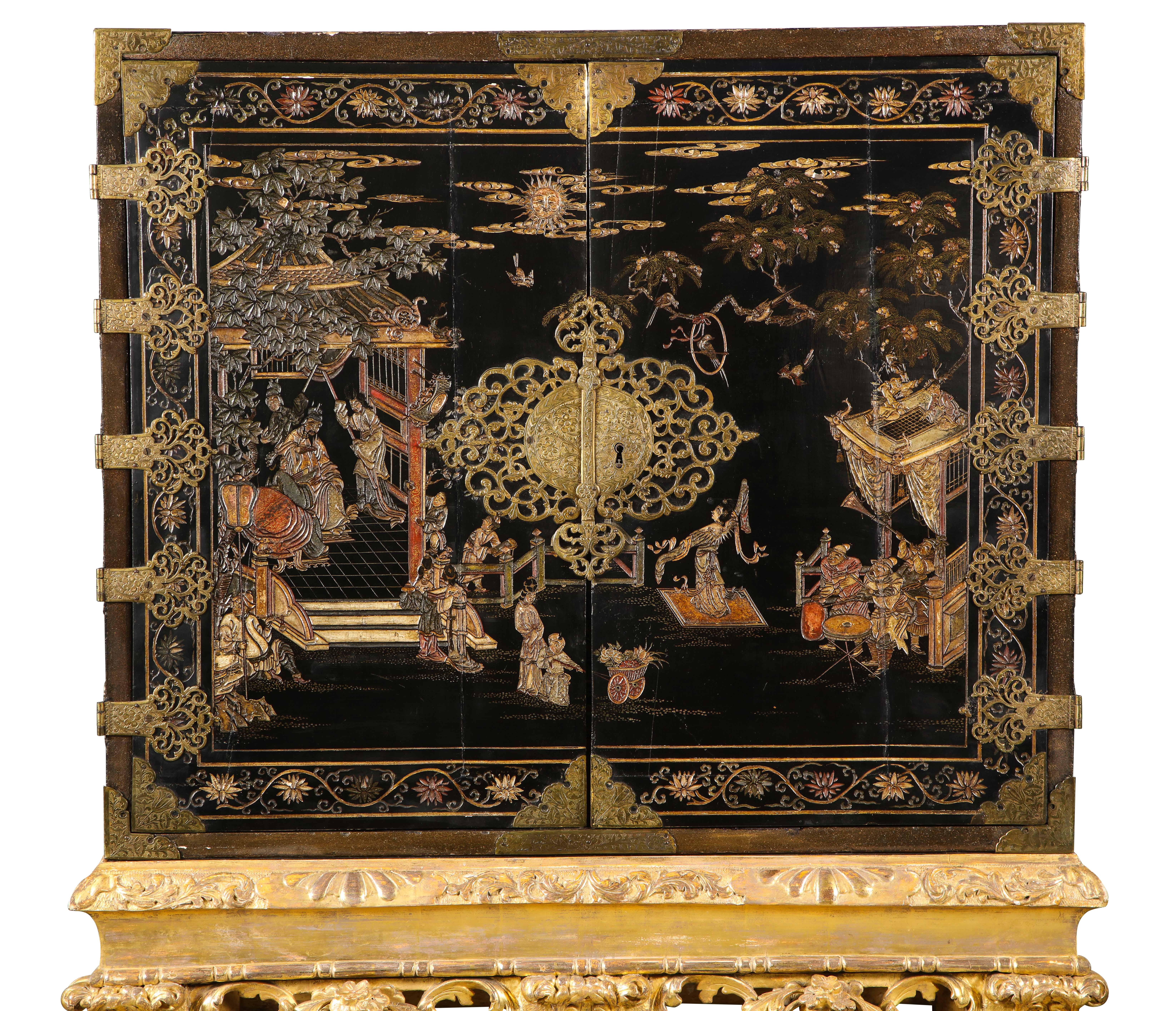 18th Century and Earlier Chinese Brass-Mounted Coromandel Lacquer Cabinet on a Charles II, circa 1685