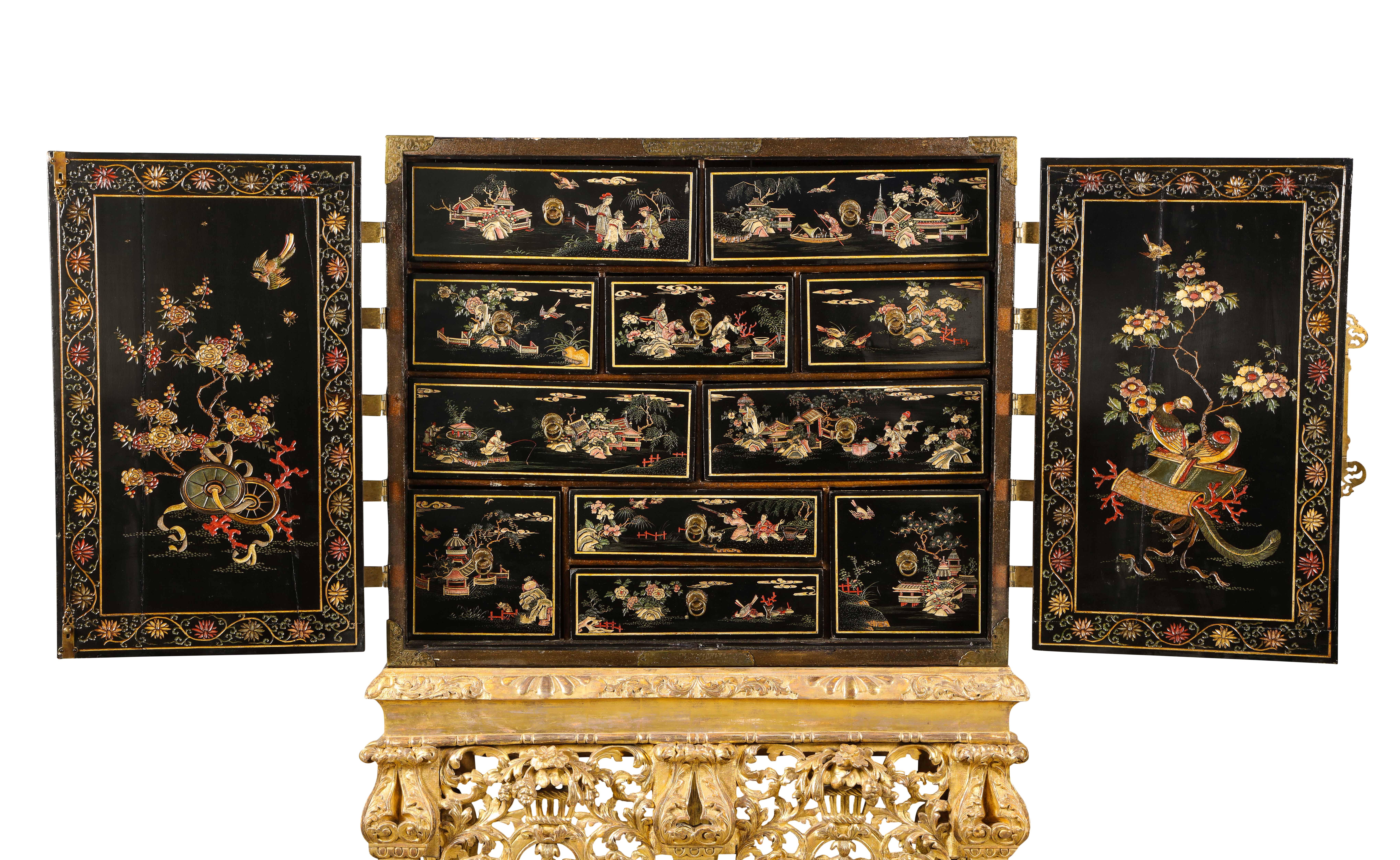Chinese Brass-Mounted Coromandel Lacquer Cabinet on a Charles II, circa 1685 1