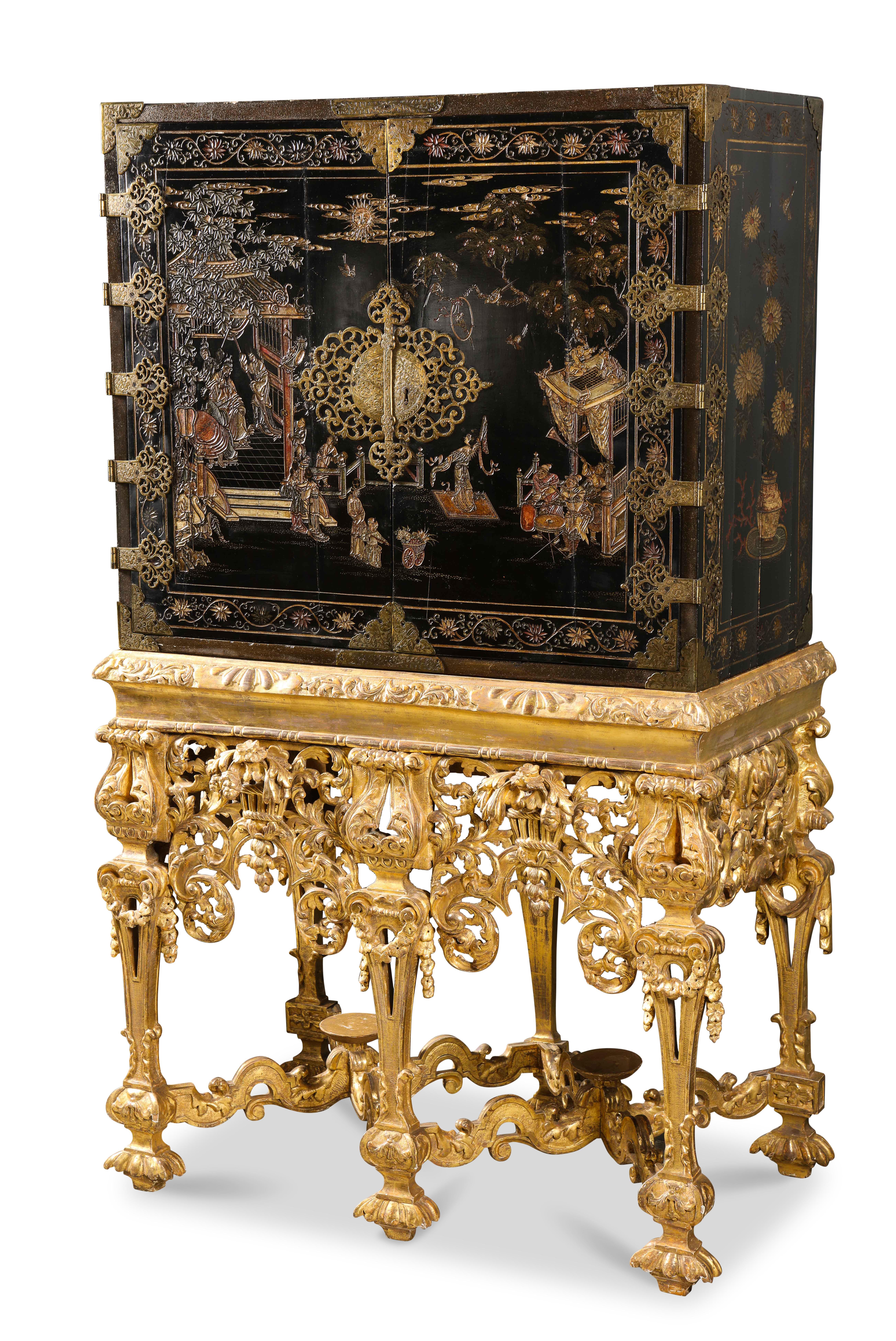 Chinese Brass-Mounted Coromandel Lacquer Cabinet on a Charles II, circa 1685 3