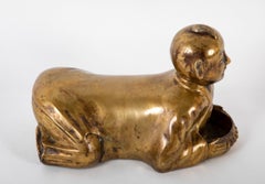 Coussin chinois en laiton et opium en forme de garçon