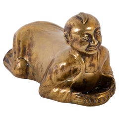 Chinese Brass Opium Pillow In The Form Of A Boy