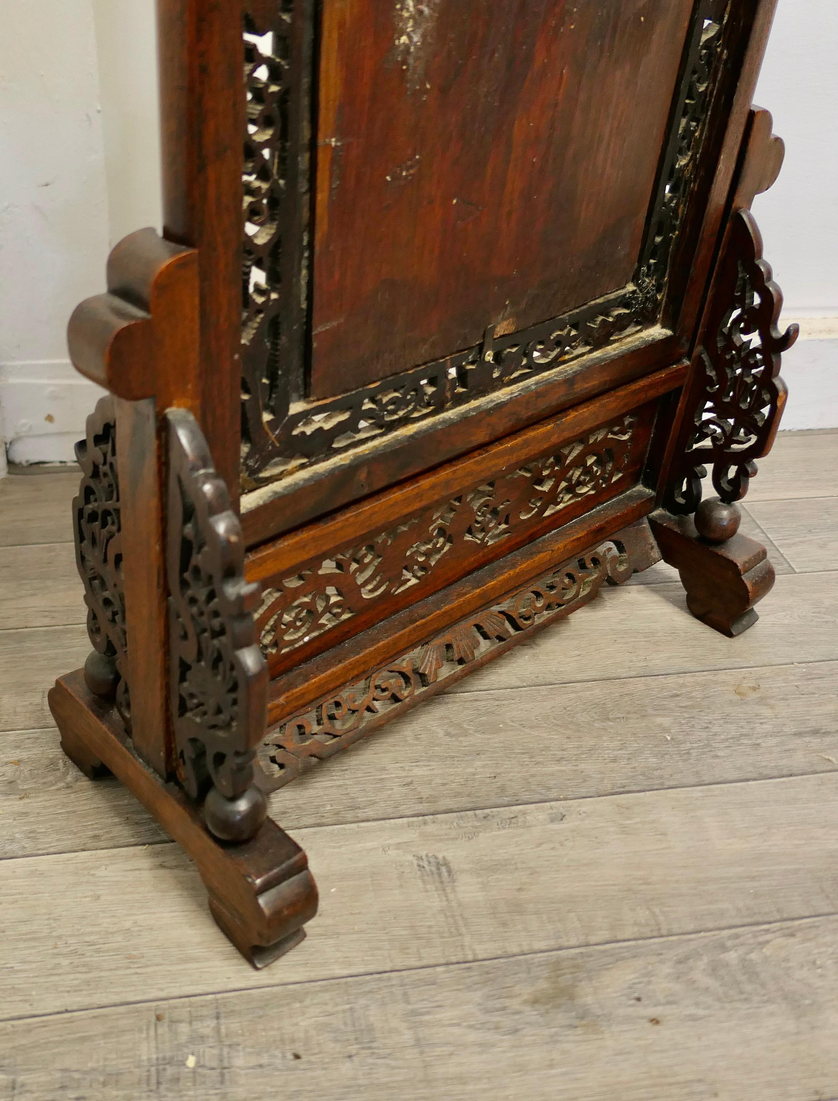 Chinese Brass Screen with Intricately Carved Wooden Stand 4