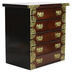 Chinese Brass Strapped Rosewood Five Drawer Lingerie Cabinet 20thC