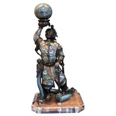 Chinese Bronze and Cloisonné Figure of an Asian Warrior, 19th Century