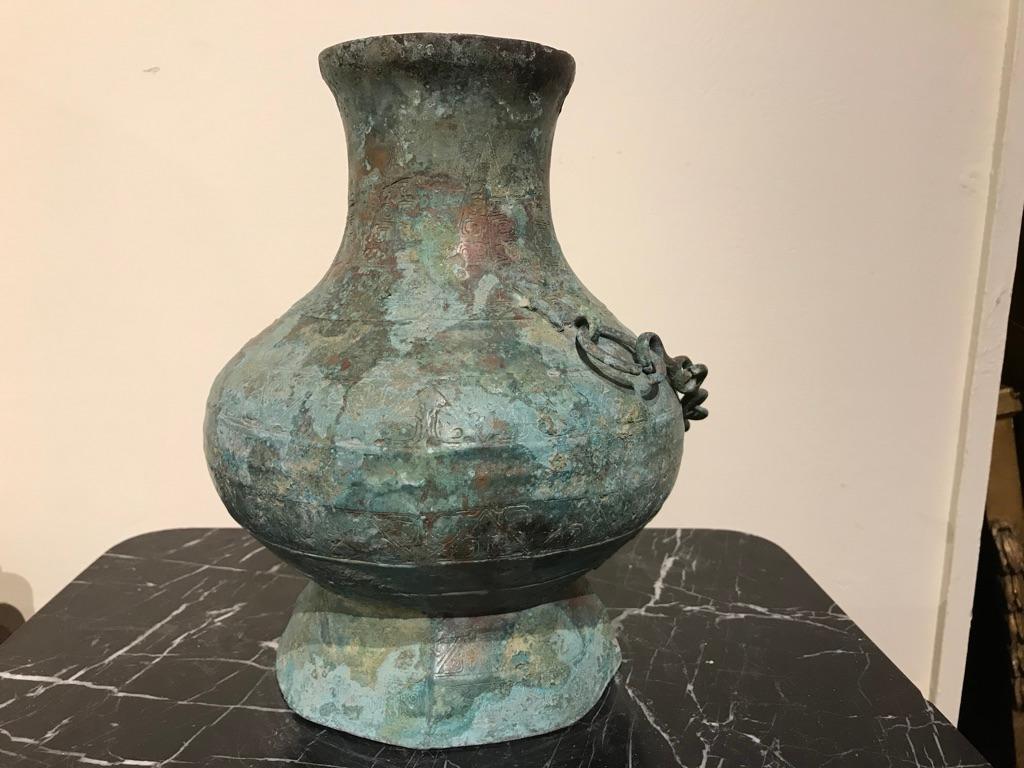 Chinese Bronze Verdigris Archaistic Warring States Style Ritual Vessel 7