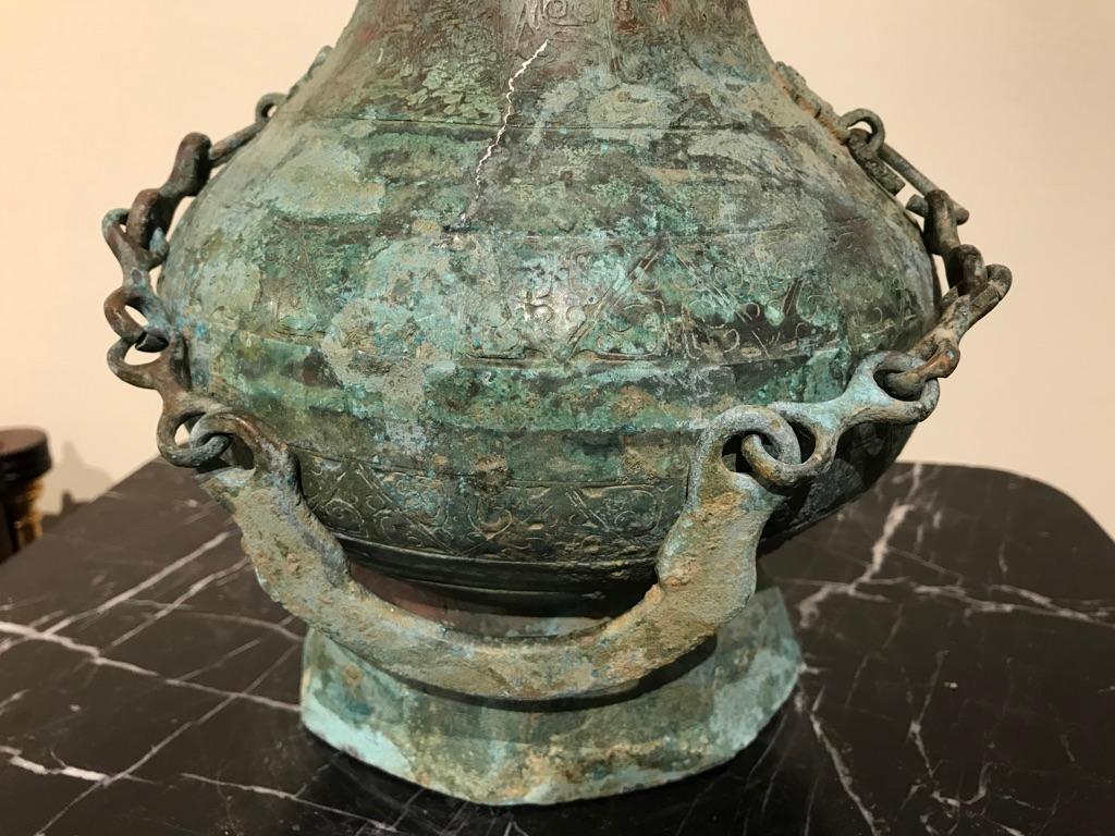 Chinese Bronze Verdigris Archaistic Warring States Style Ritual Vessel 8