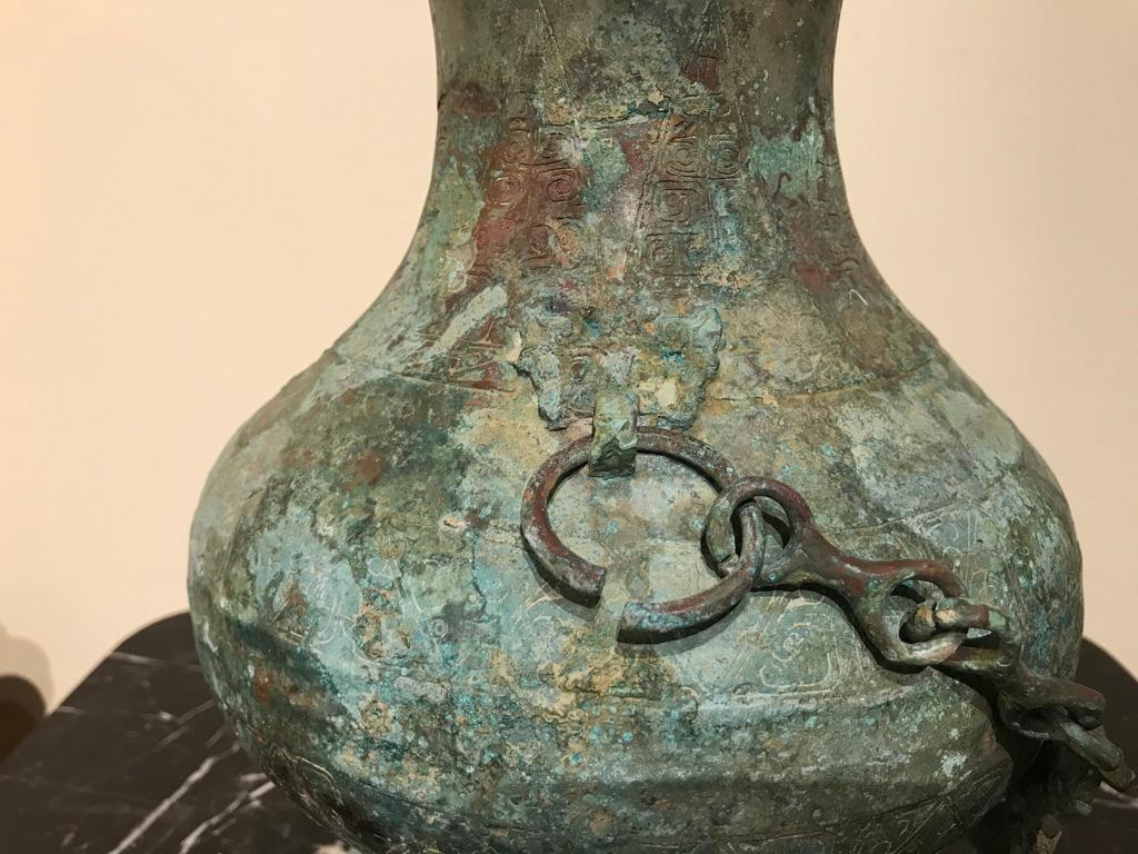 Chinese Bronze Verdigris Archaistic Warring States Style Ritual Vessel 10