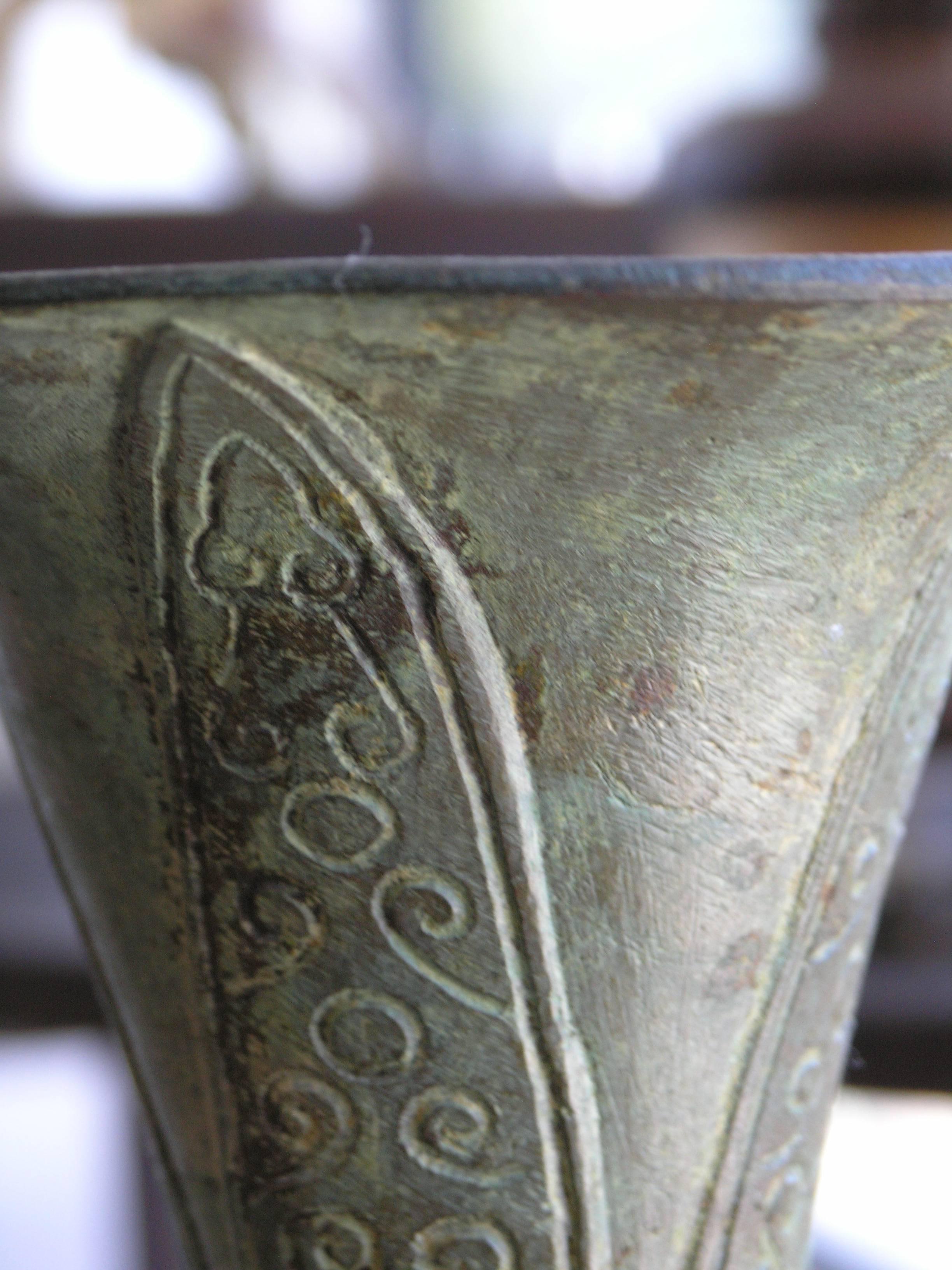 19th Century Chinese Bronze Beaker Gu Vase For Sale