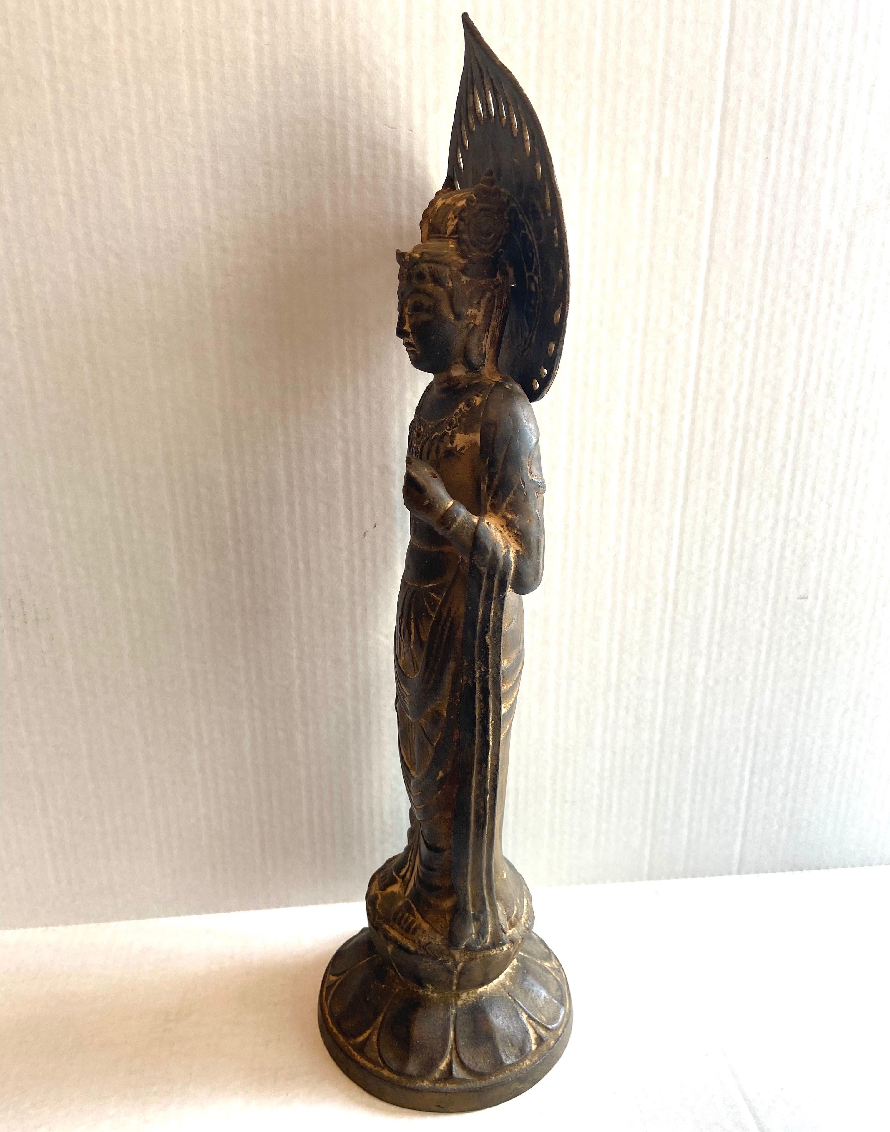 Hand-Crafted Chinese Bronze Bodhisattva Quan Yin Statue For Sale