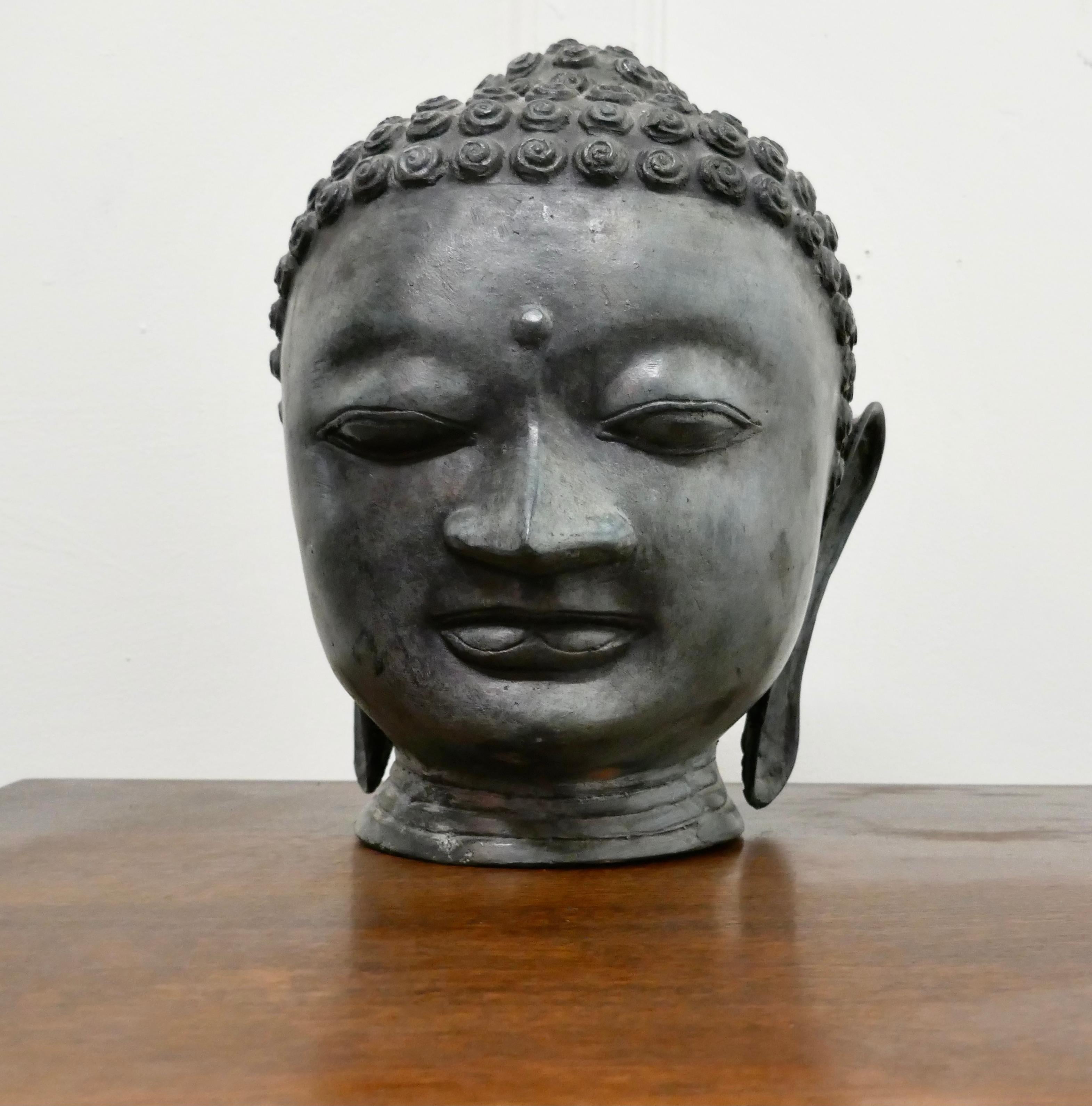 Chinese Bronze Buddha Head 1