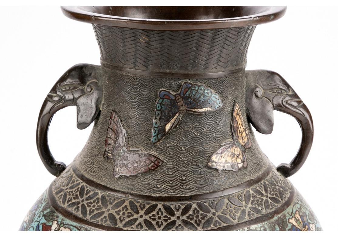 Chinese Bronze Champlevé Twin-Handled Urn 1