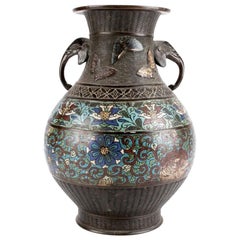 Chinese Bronze Champlevé Twin-Handled Urn