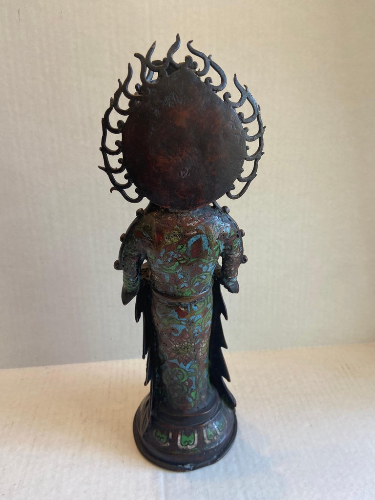 Chinese Bronze Cloissoné Bodhisattva Quan Yin Statue at 1stDibs