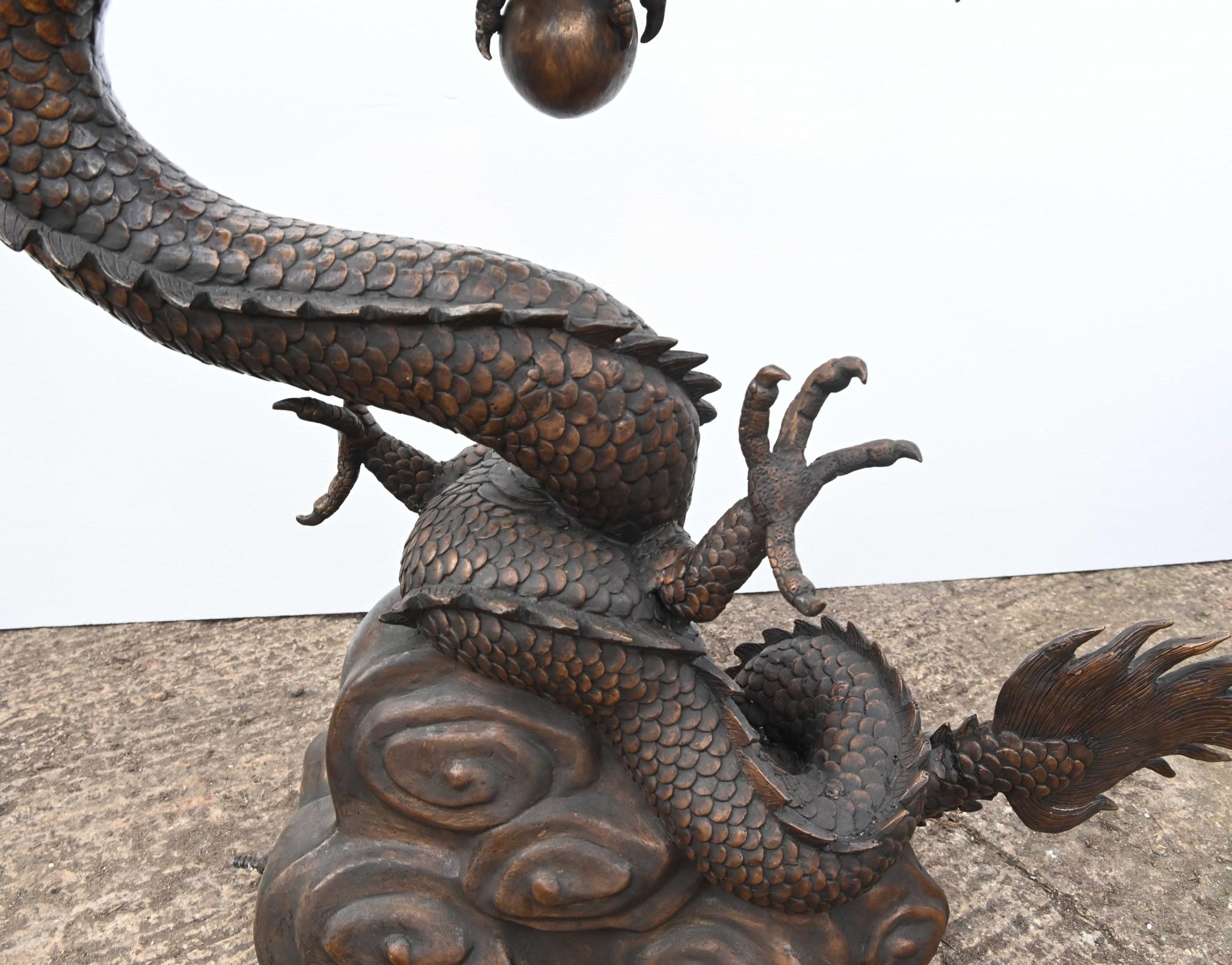 Chinese Bronze Dragon Fountain Garden Water Feature In Good Condition In Potters Bar, GB