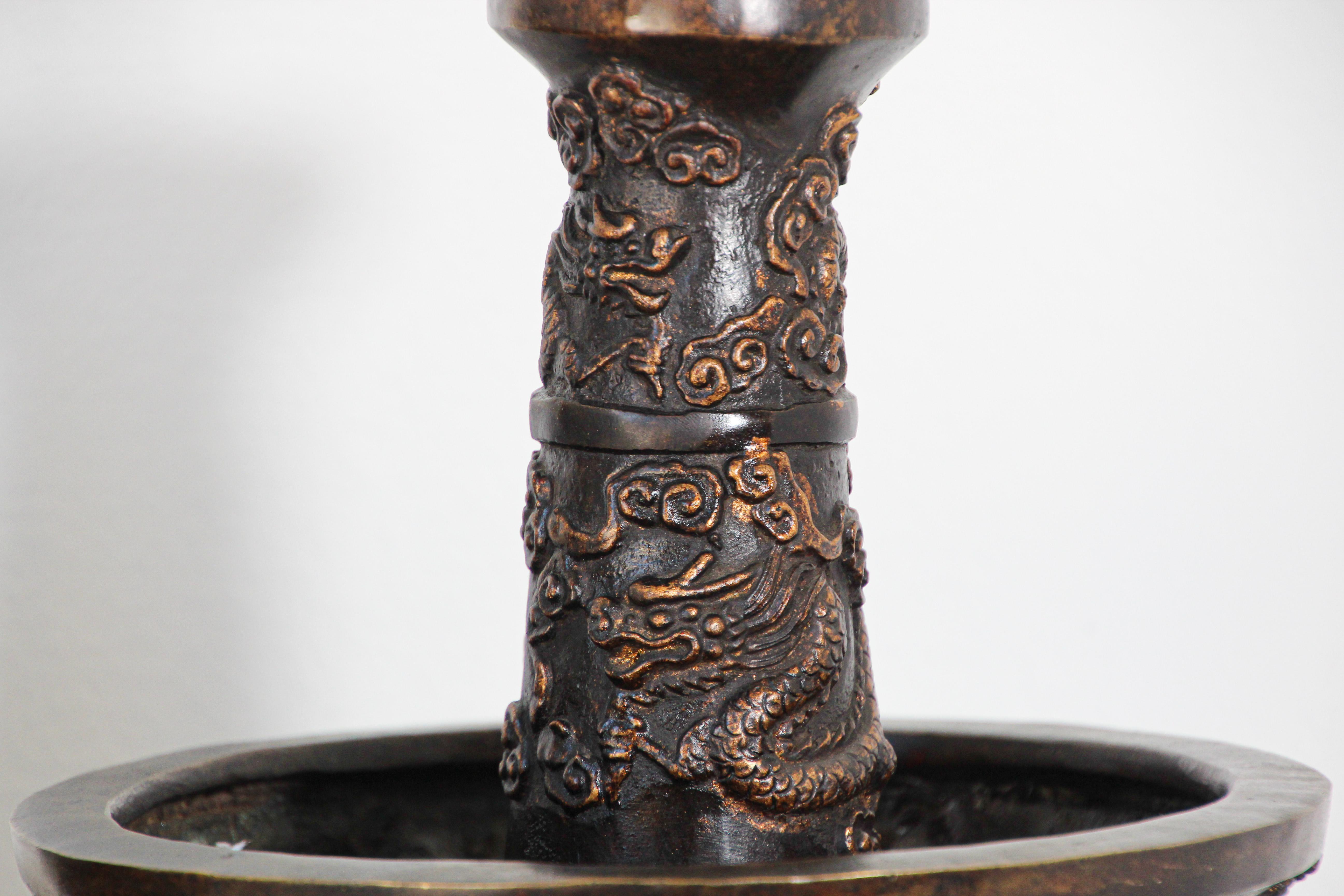 Chinese Bronze Dragons Candlesticks Imperial Style For Sale 7