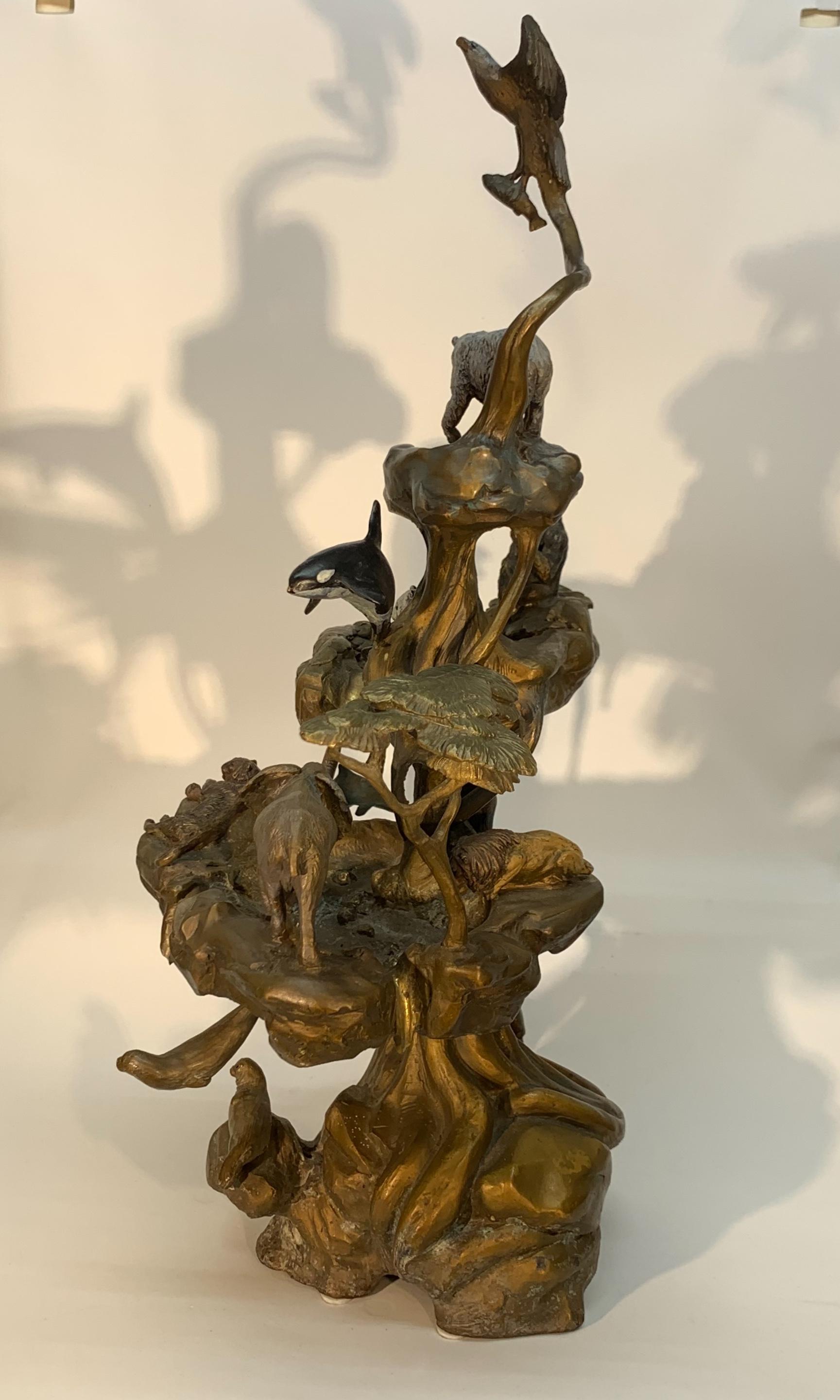 Chinese Bronze Fountain with Animals and in the Shape of a Tree 5