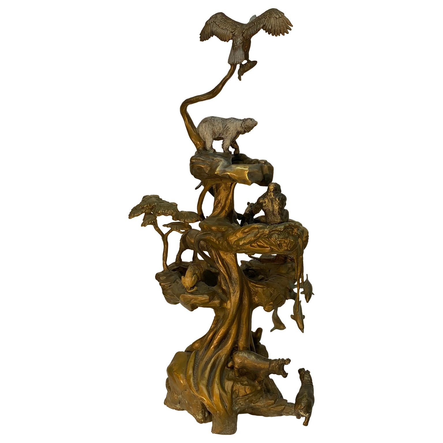 Chinese Bronze Fountain with Animals and in the Shape of a Tree In Good Condition In Haddonfield, NJ