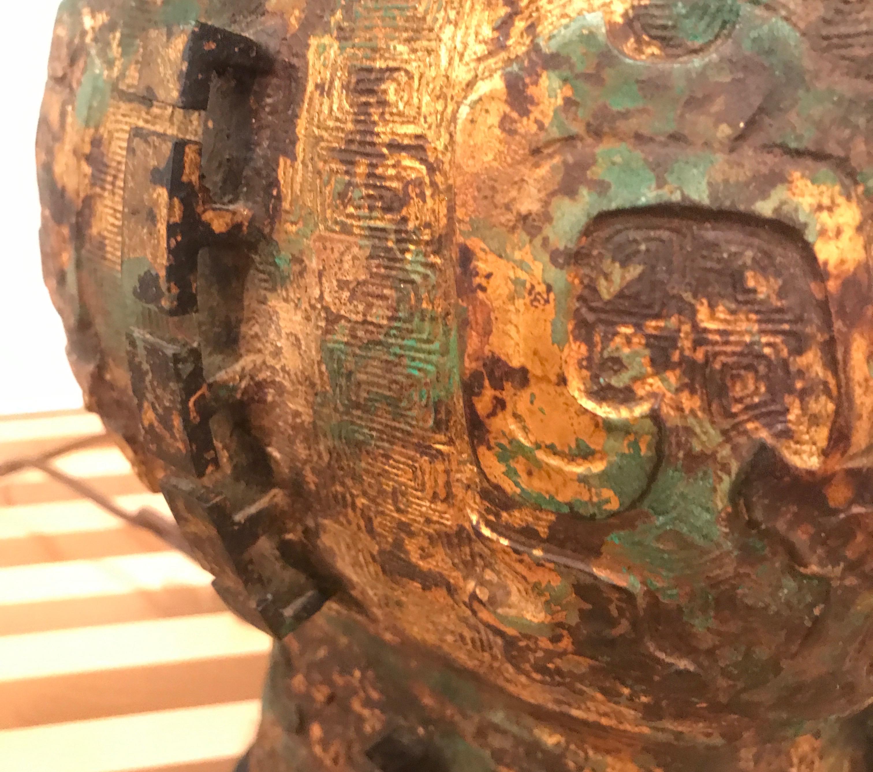 Chinese Bronze Hu Form Vessel as a Lamp 3