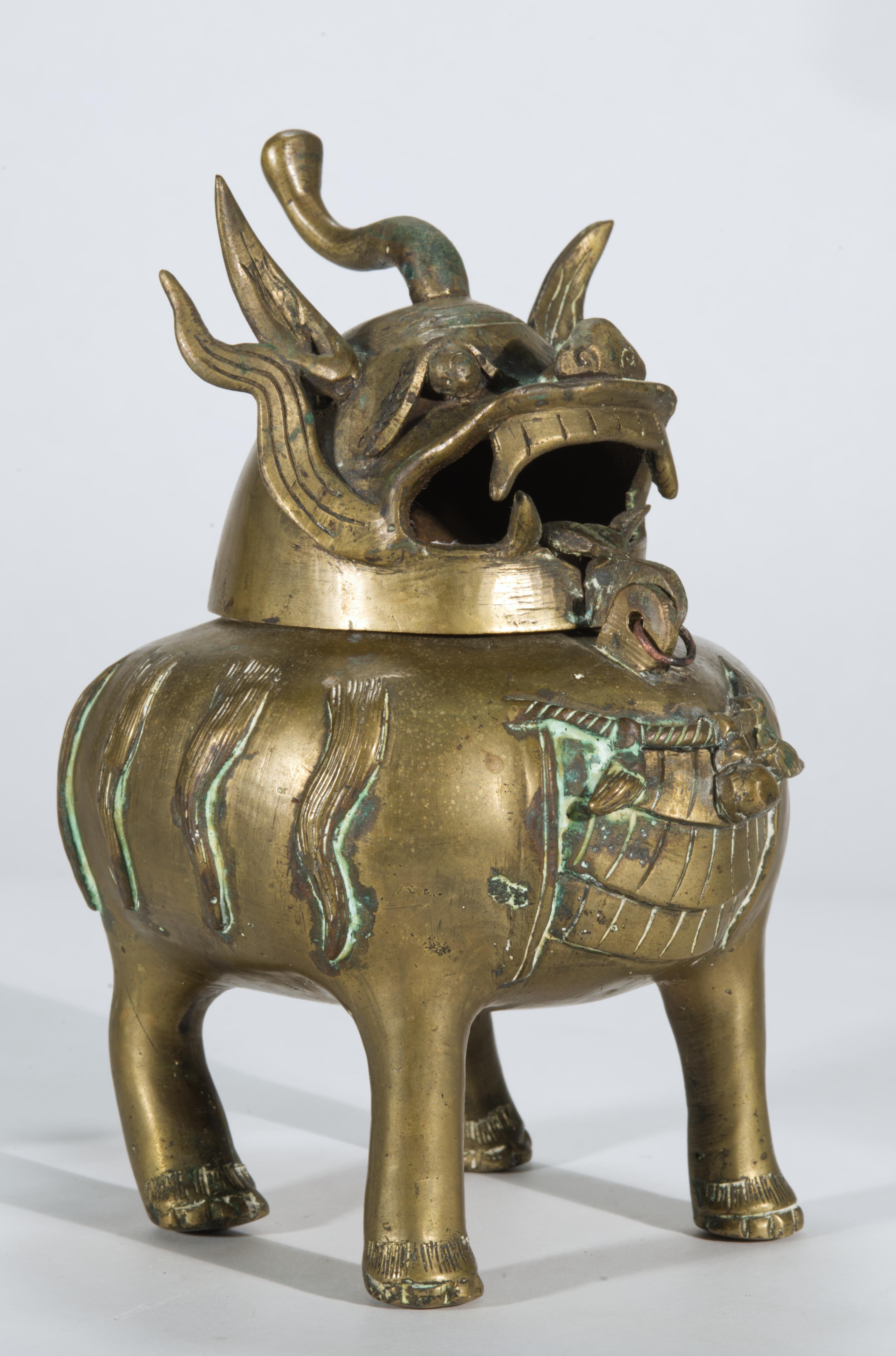 Chinesisches Bronze-Luduan-Röhrchen mit Deckel, 19. Jahrhundert (Qing-Dynastie) im Angebot