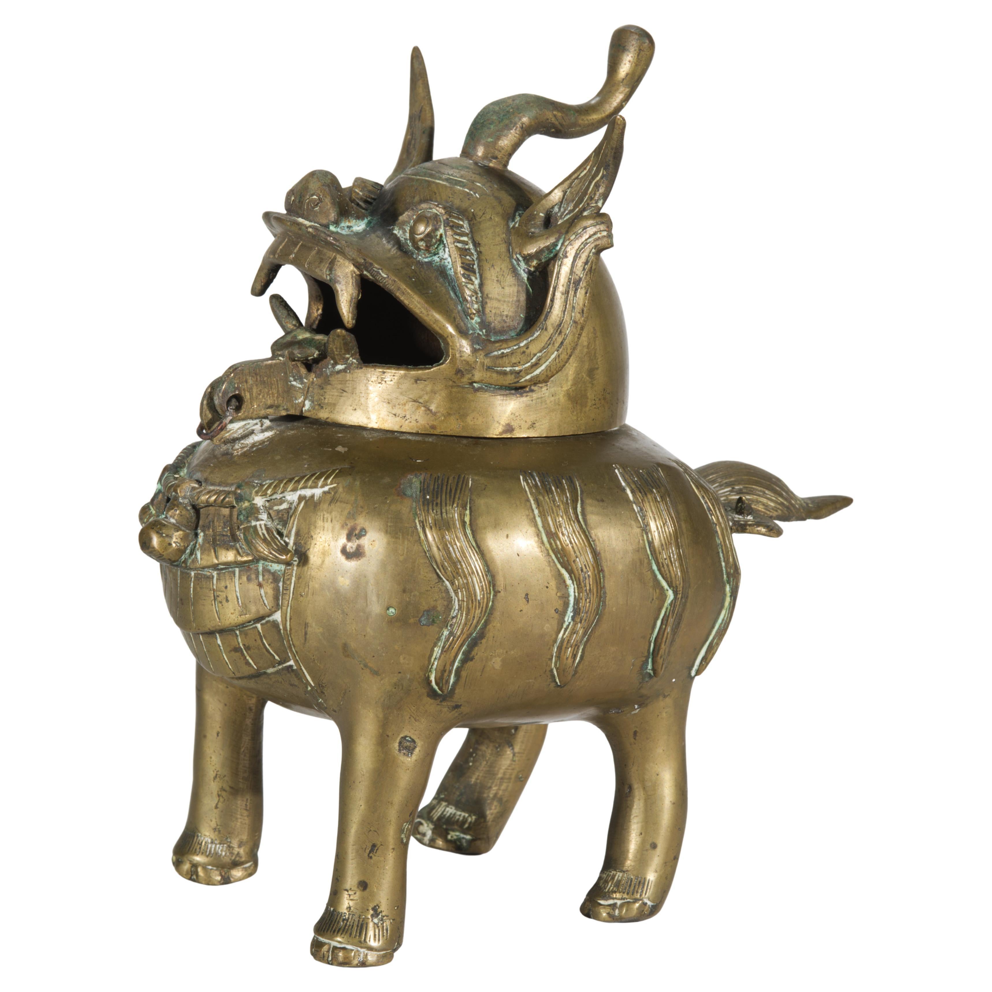 Chinesisches Bronze-Luduan-Röhrchen mit Deckel, 19. Jahrhundert im Angebot