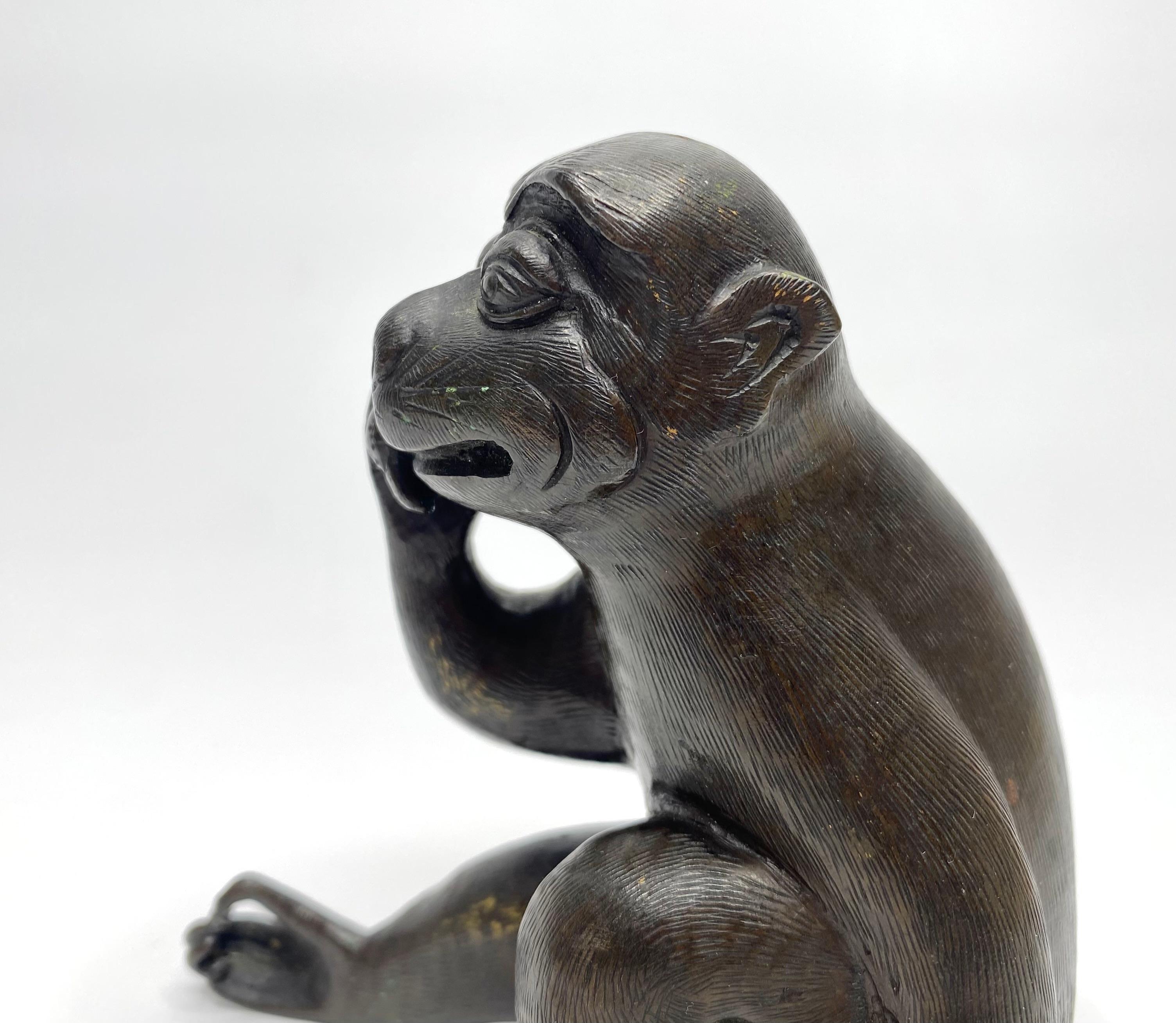18th Century and Earlier Chinese bronze Monkey, 17th Century, Ming Dynasty. For Sale