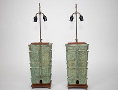 Chinese Bronze Pagoda Lamps