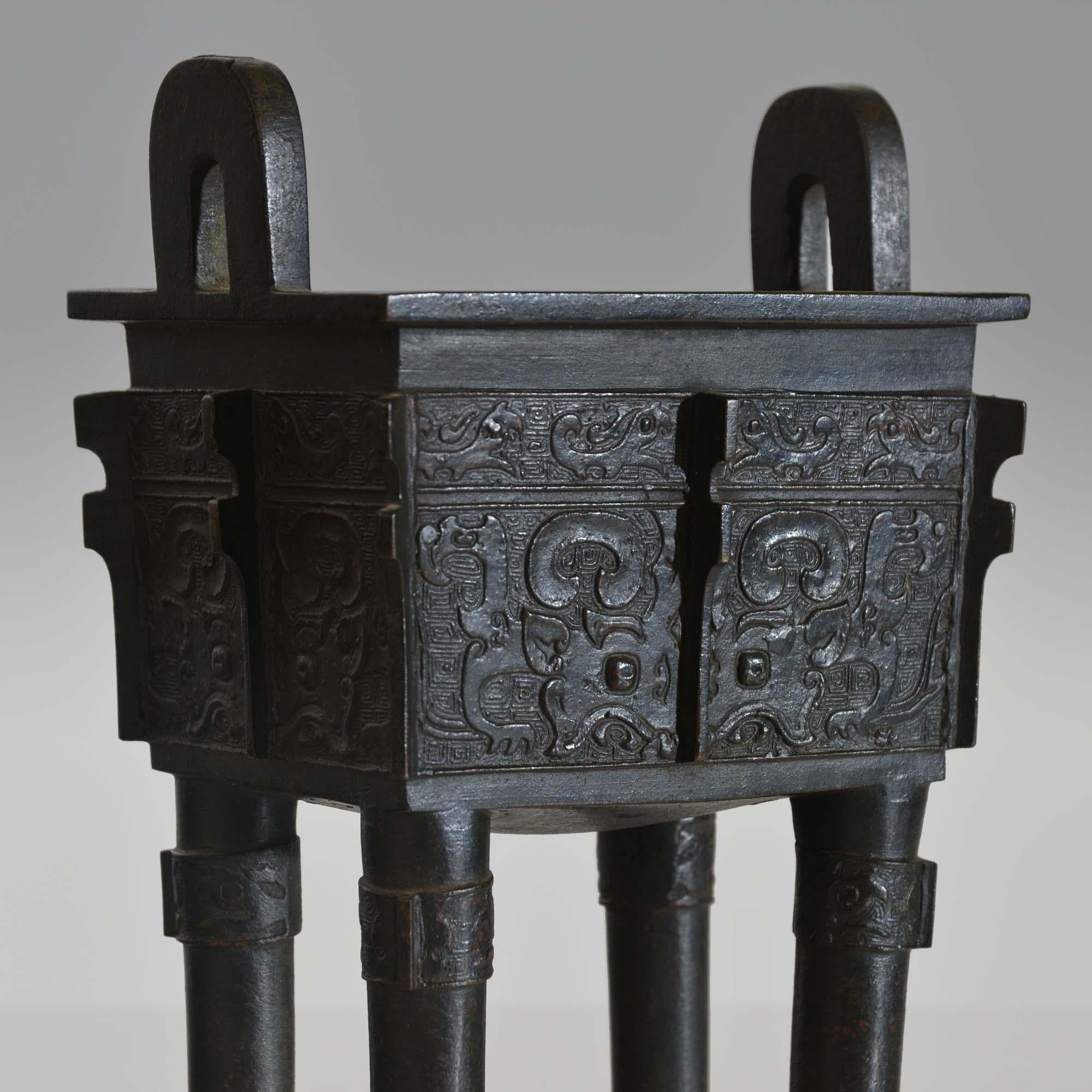 Chinese bronze sacrificial vessel, or Fangding For Sale 6
