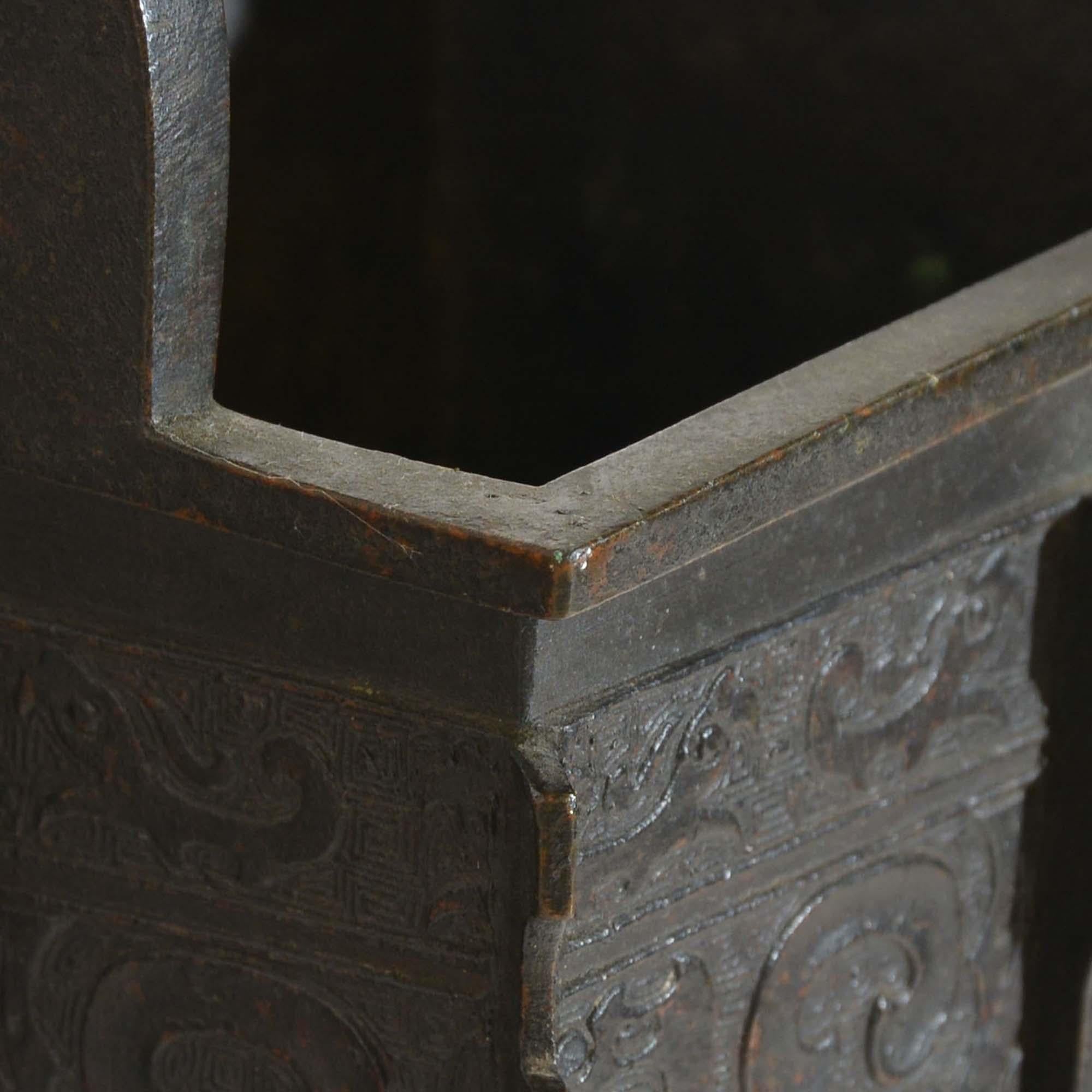 Chinese bronze sacrificial vessel, or Fangding For Sale 4