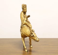 Chinese Bronze Scholar Riding a Horse Incense Burner Sculpture