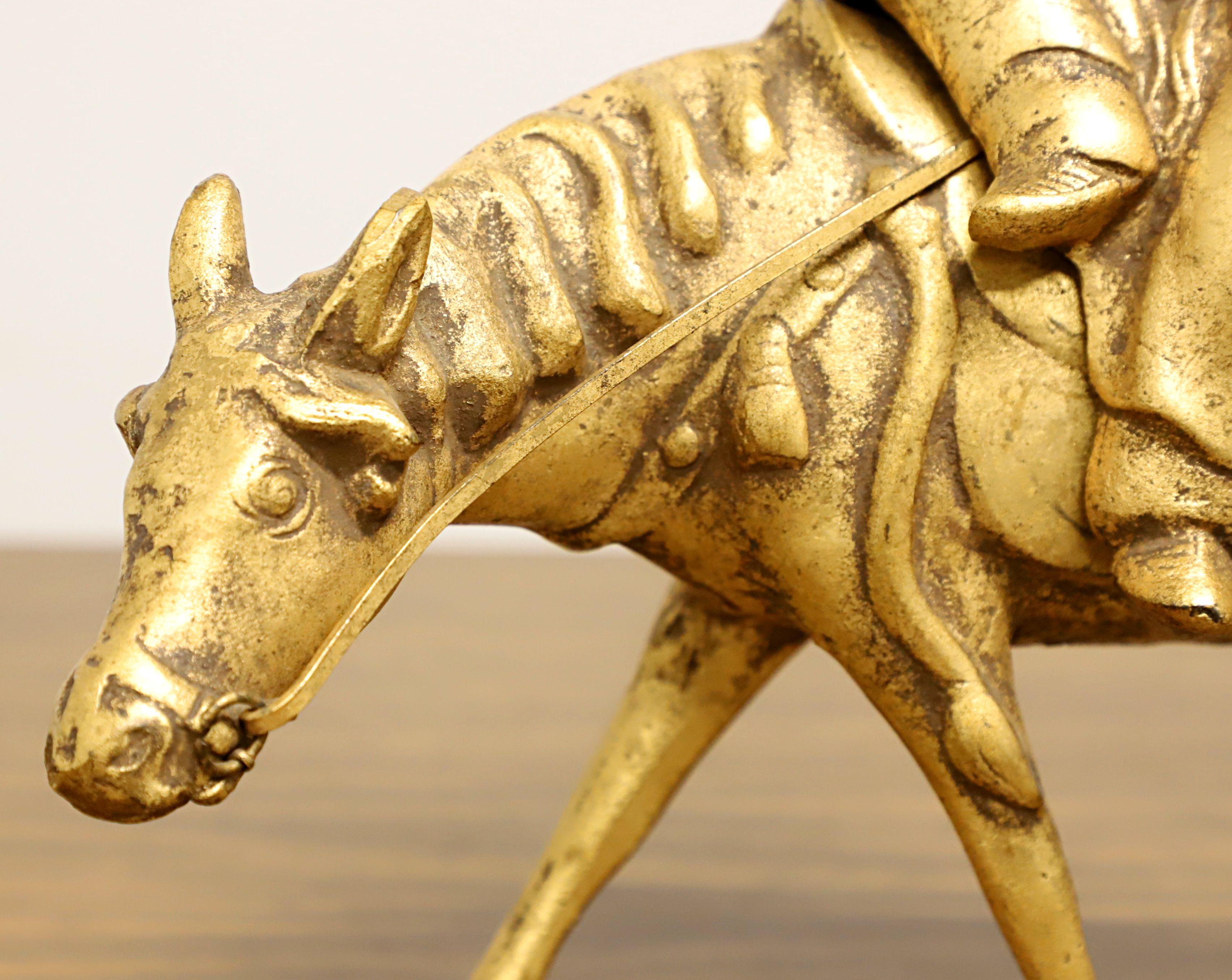 Bronze Sculpture en bronze d'un érudit chinois chevauchant un cheval - Brûleur d'encens en vente