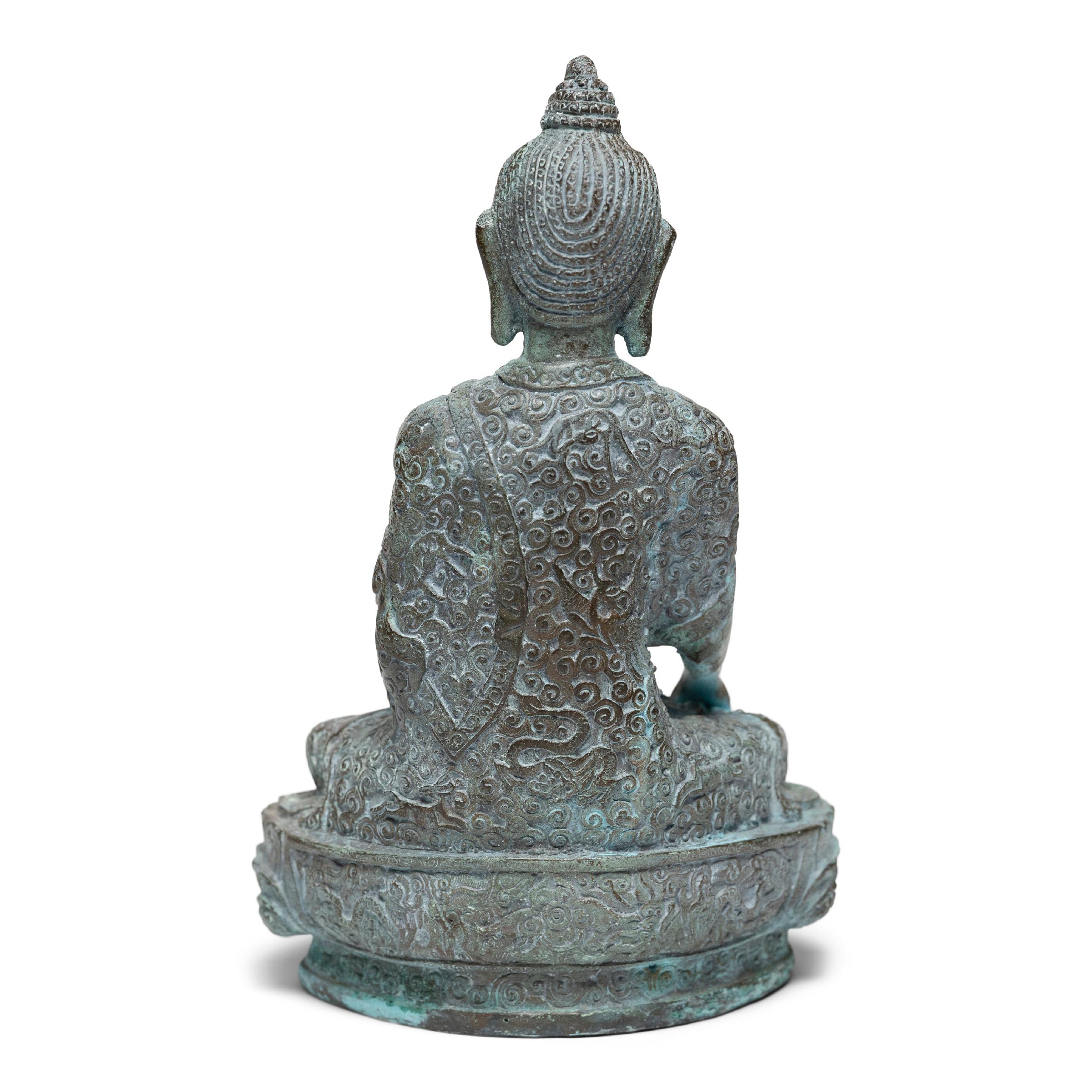 Qing Chinese Bronze Seated Buddha Figure, c. 1850 