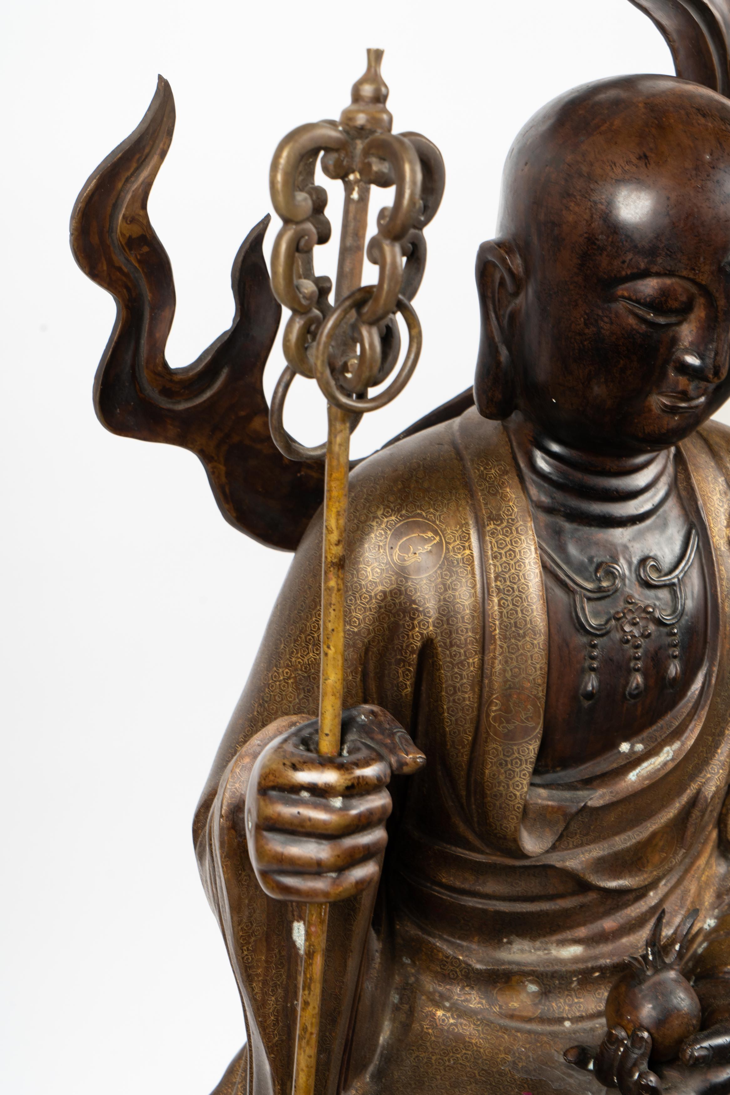 Mid-Century Modern Chinese Bronze Seated Buddha Figure For Sale