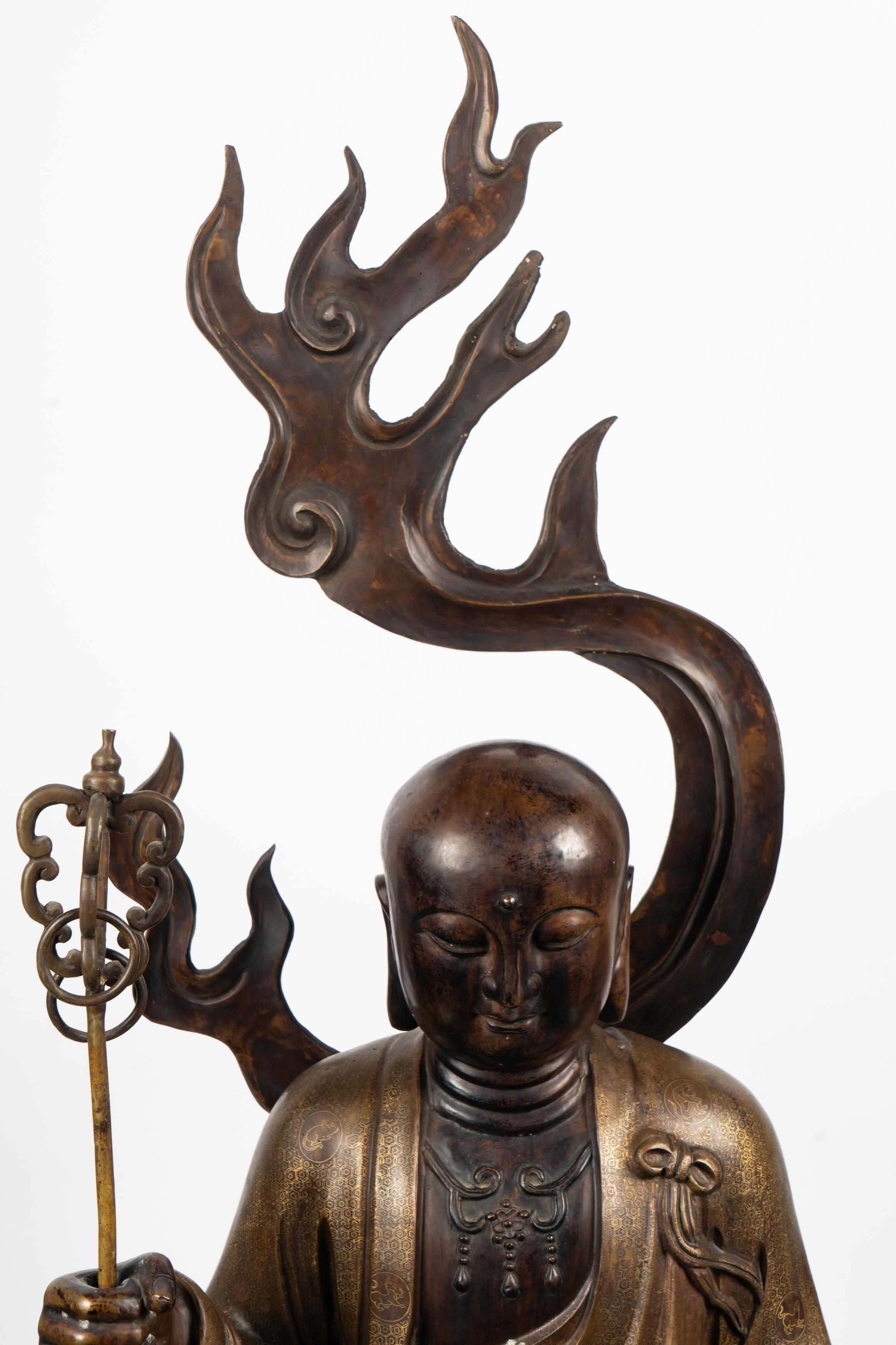 Chinesische sitzende Buddha-Figur aus Bronze im Angebot 2